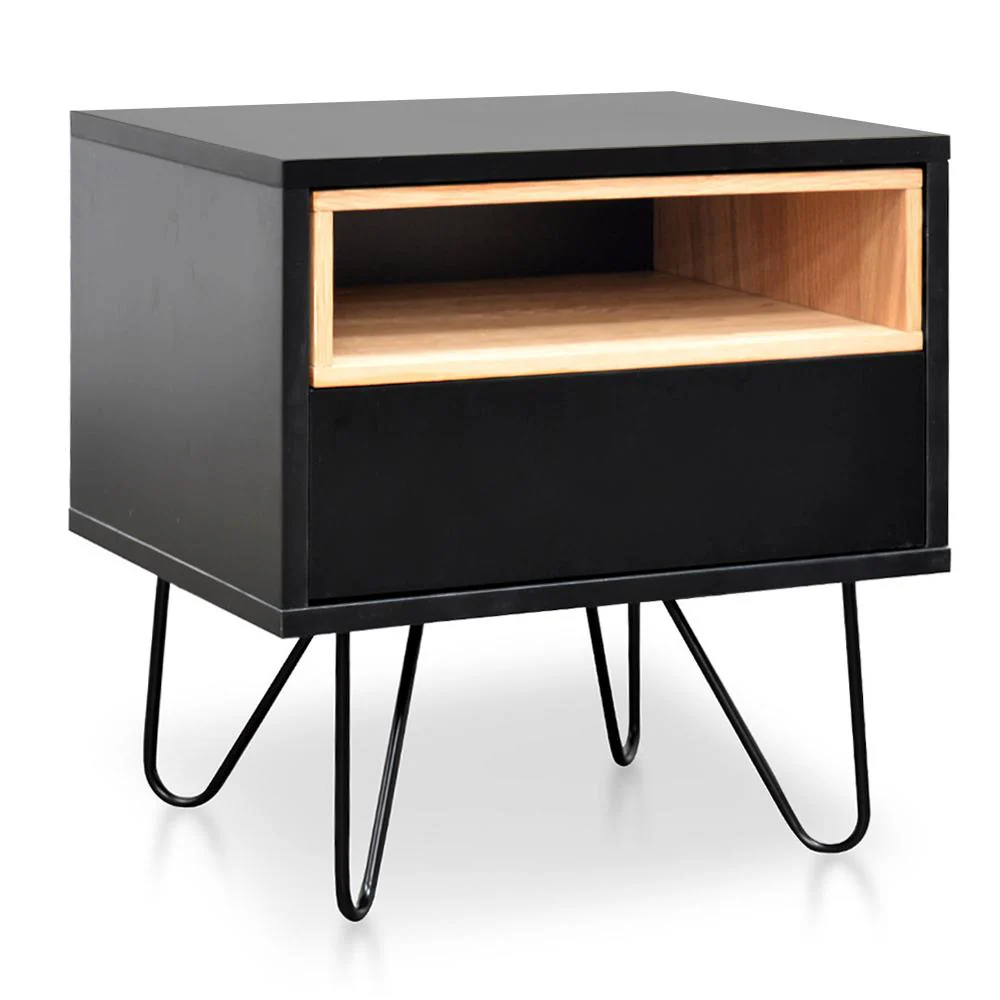 Anthony Wooden Bedside Table - Black - Image 3