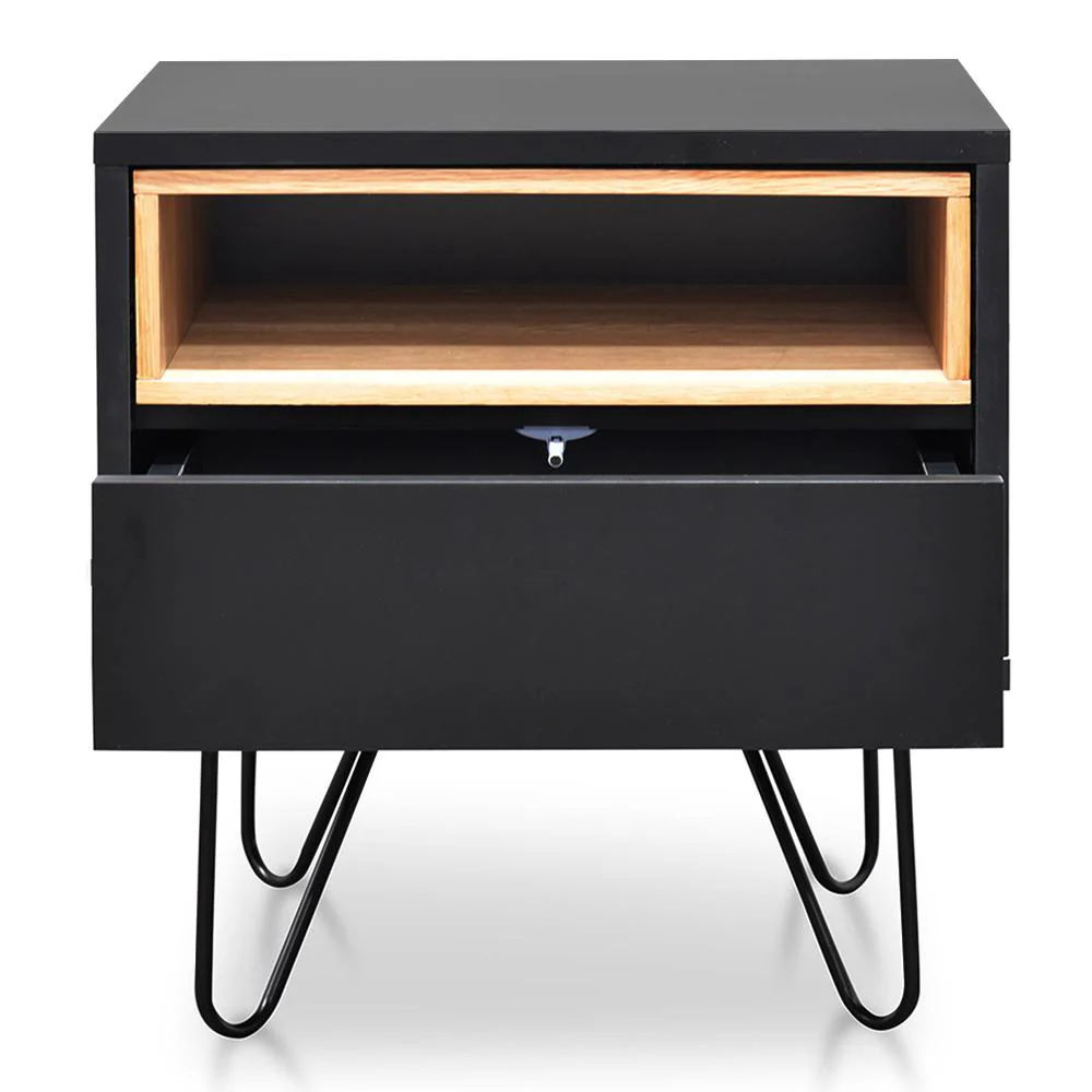 Anthony Wooden Bedside Table - Black - Image 4