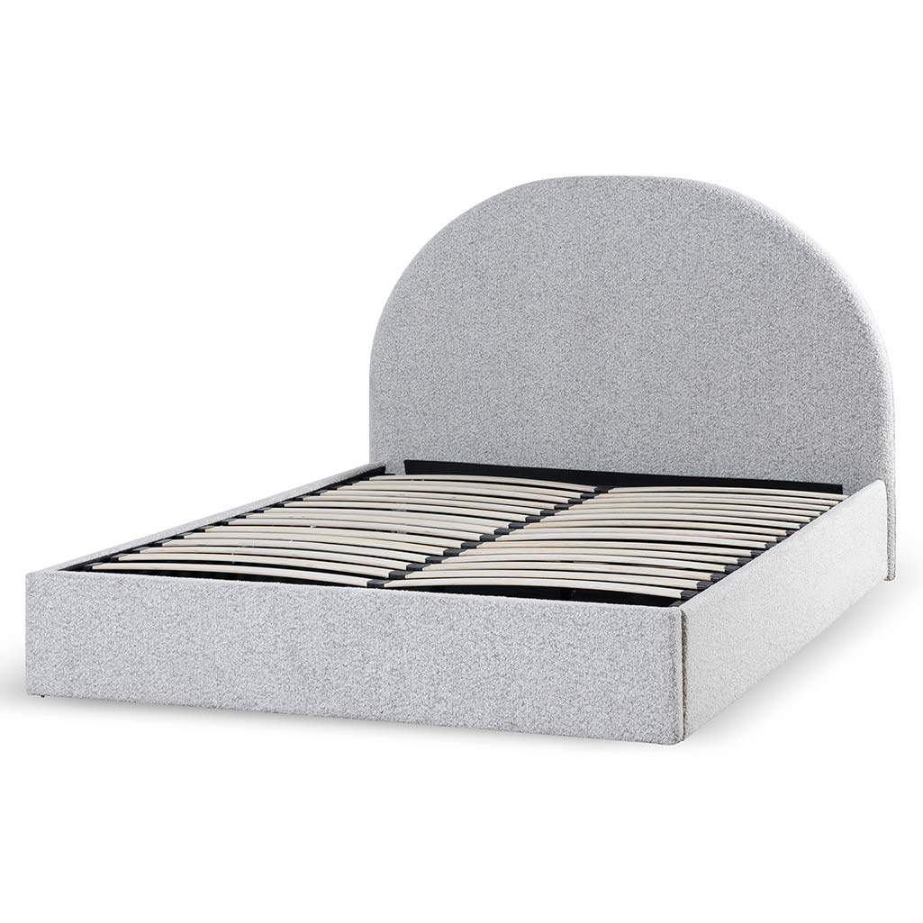 Antonia King Bed Frame - Cloudy Pepper Boucle with Storage - Image 3