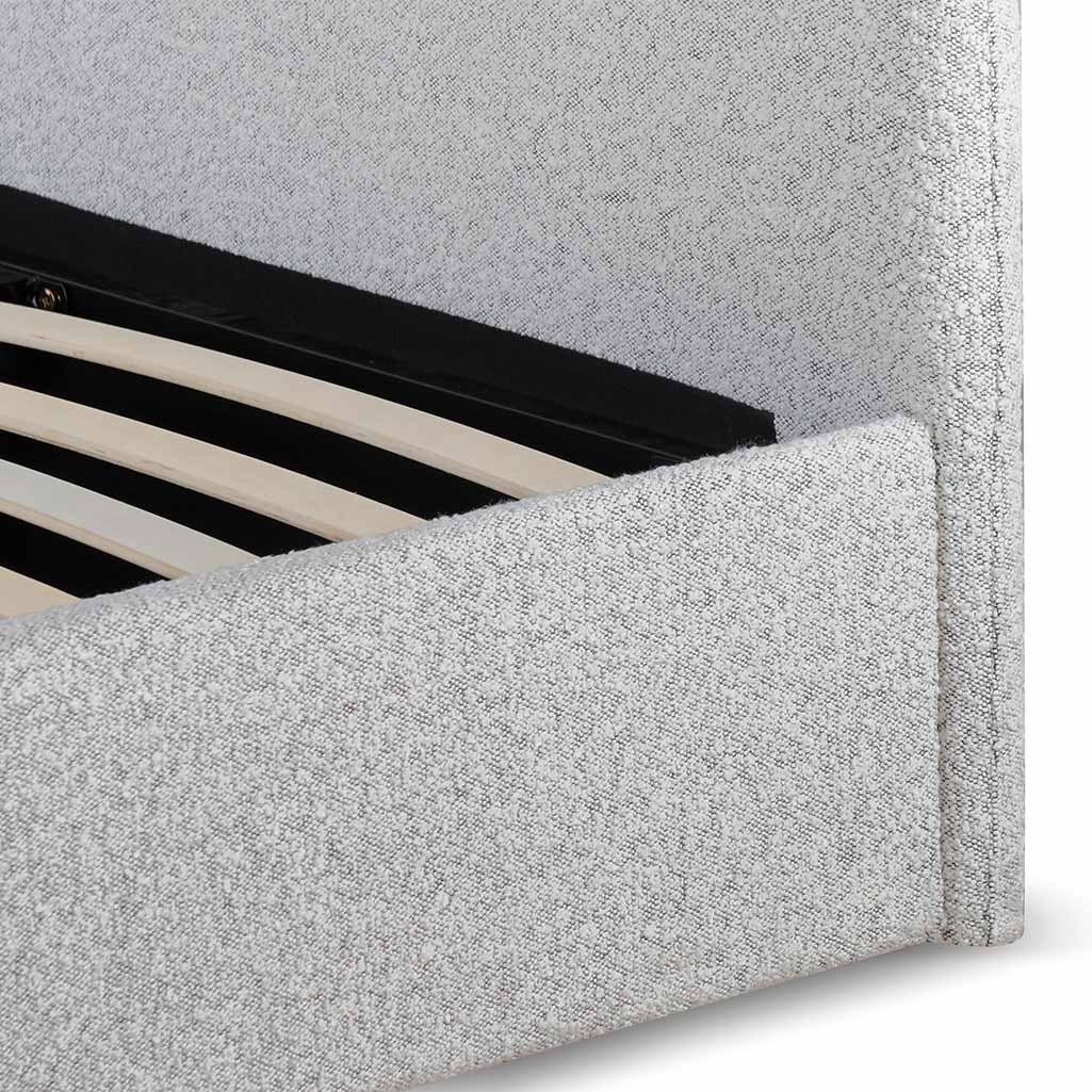 Antonia King Bed Frame - Cloudy Pepper Boucle with Storage - Image 6