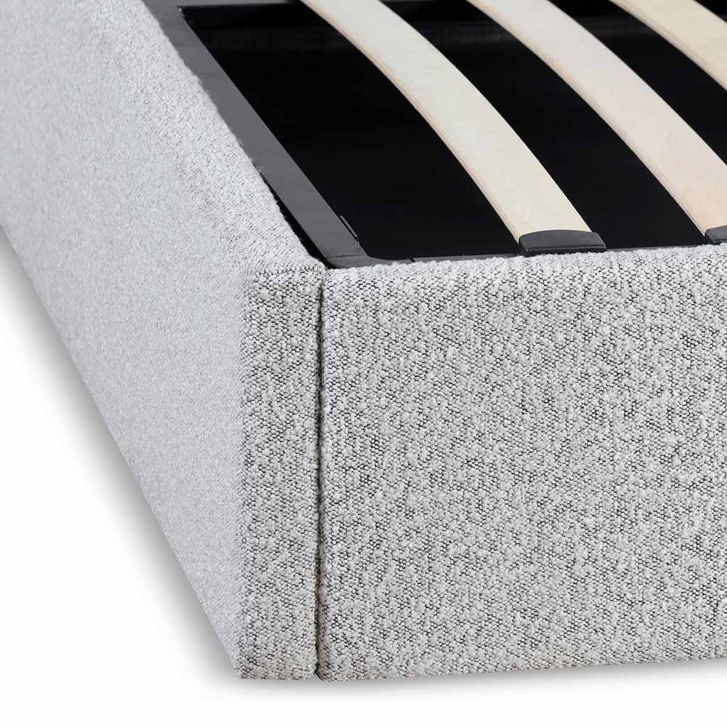 Antonia King Bed Frame - Cloudy Pepper Boucle with Storage - Image 7