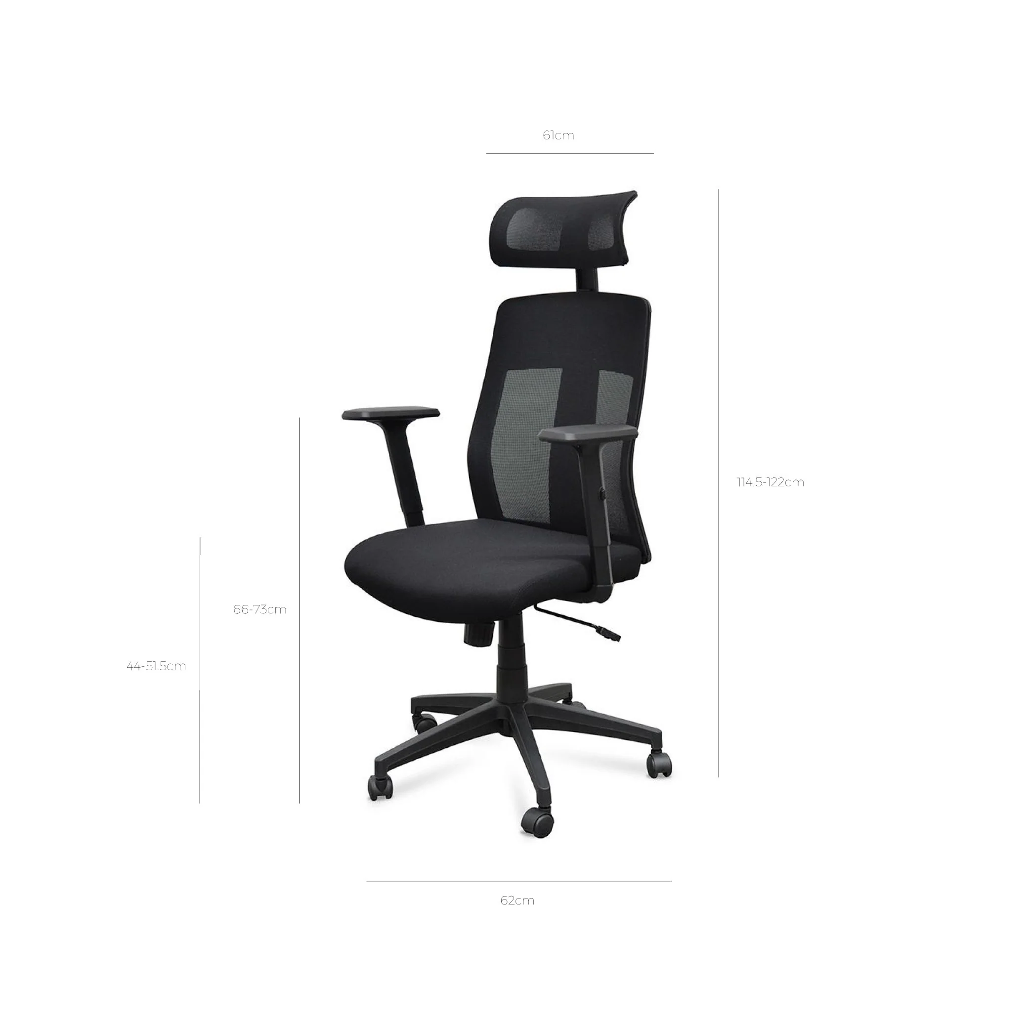 Benson Mesh Fabric Office Chair With Head Rest - Black - Image 10