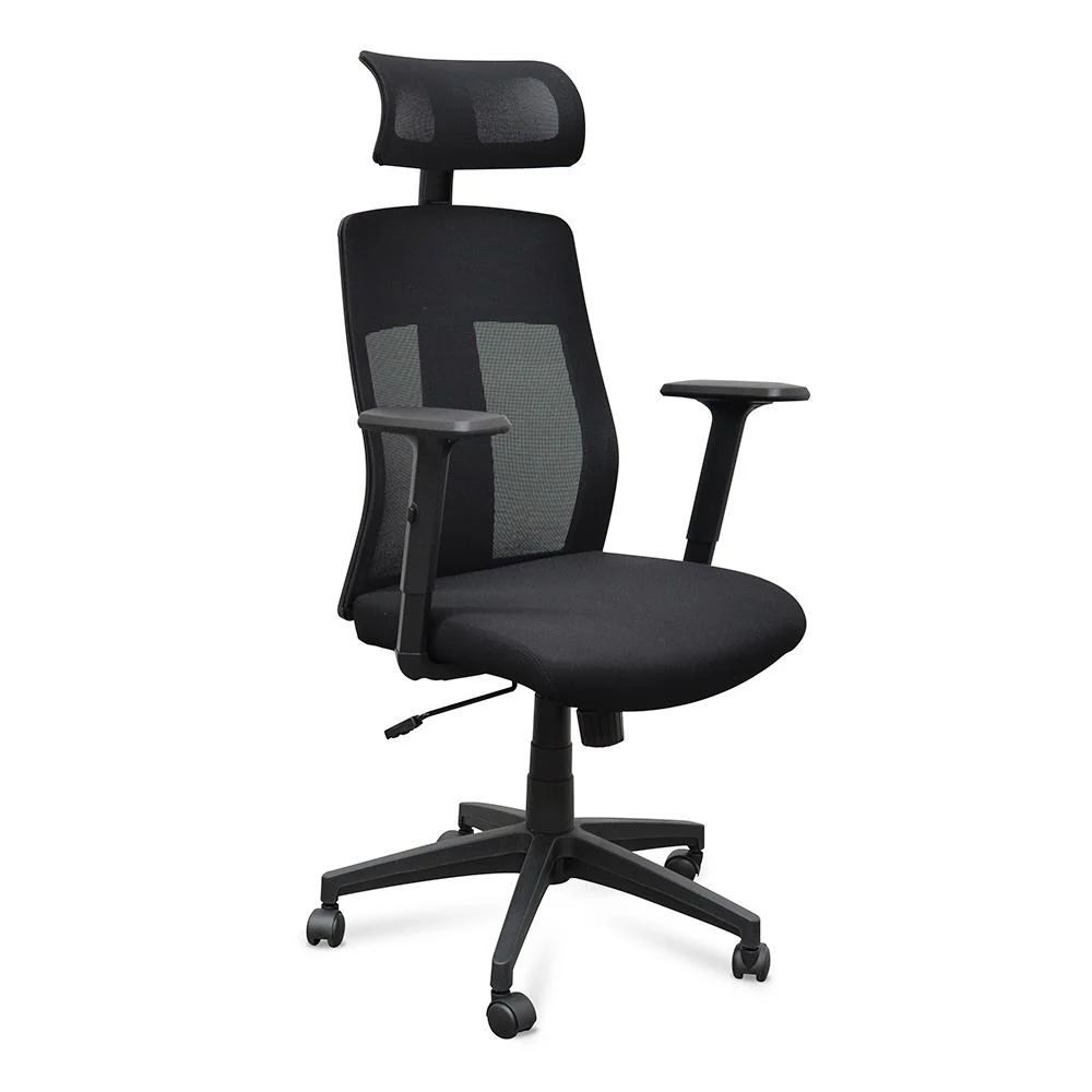 Benson Mesh Fabric Office Chair With Head Rest - Black - Image 3