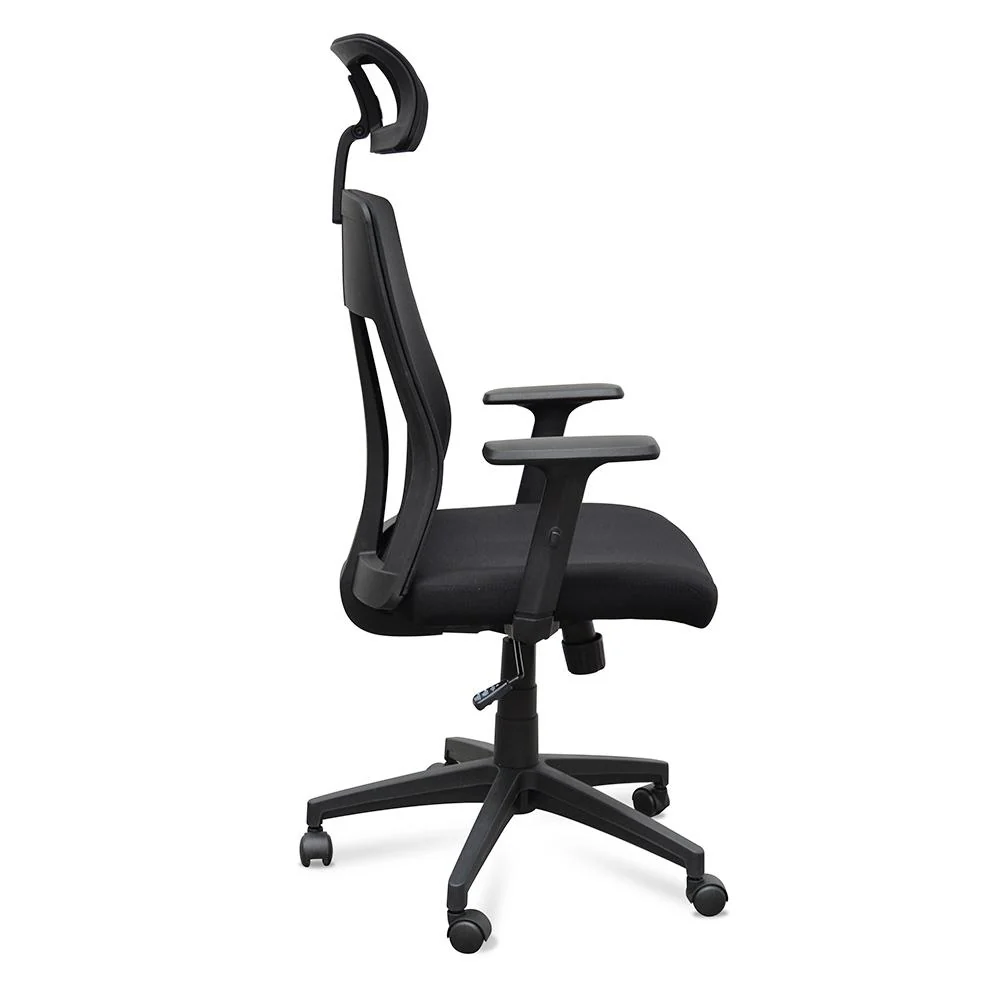 Benson Mesh Fabric Office Chair With Head Rest - Black - Image 4