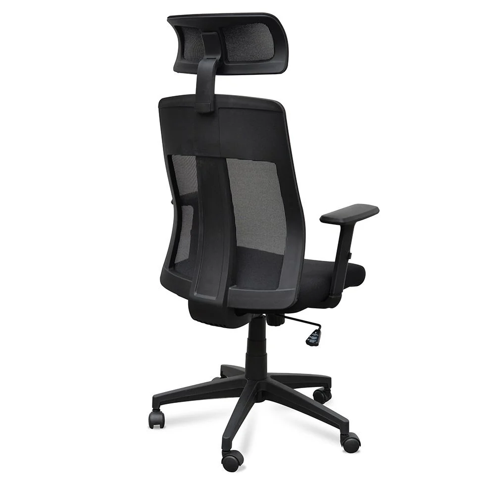 Benson Mesh Fabric Office Chair With Head Rest - Black - Image 5
