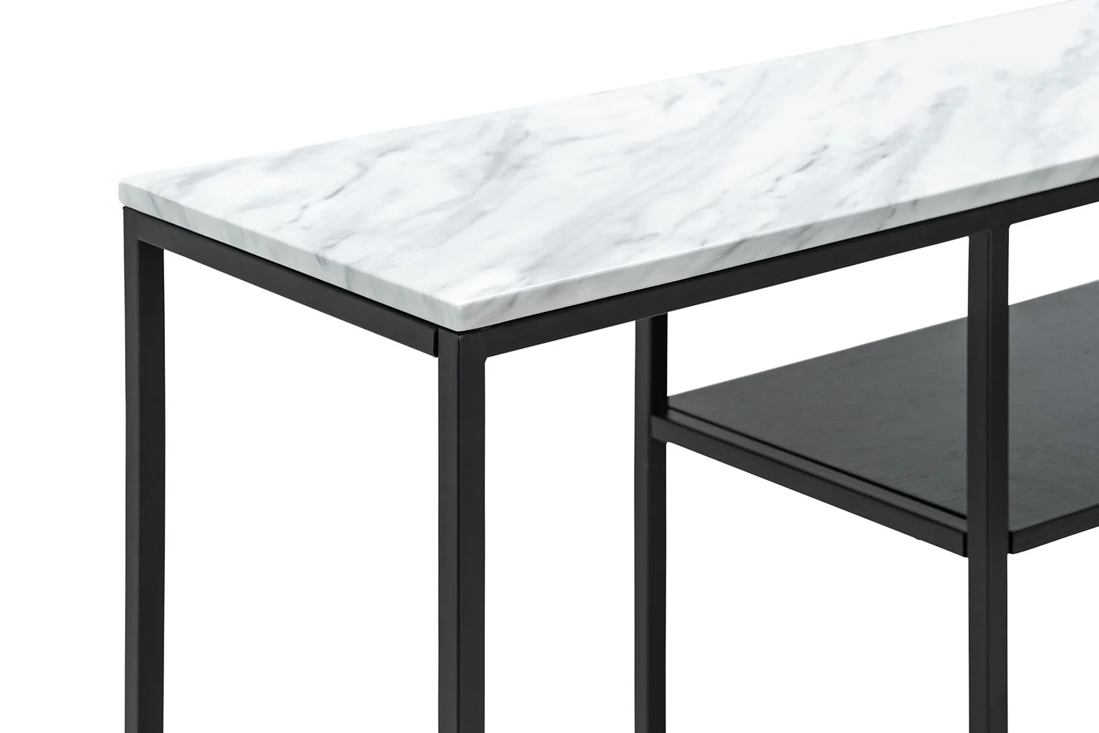 Brink 1.3m White Marble Console Table - Black - Image 5