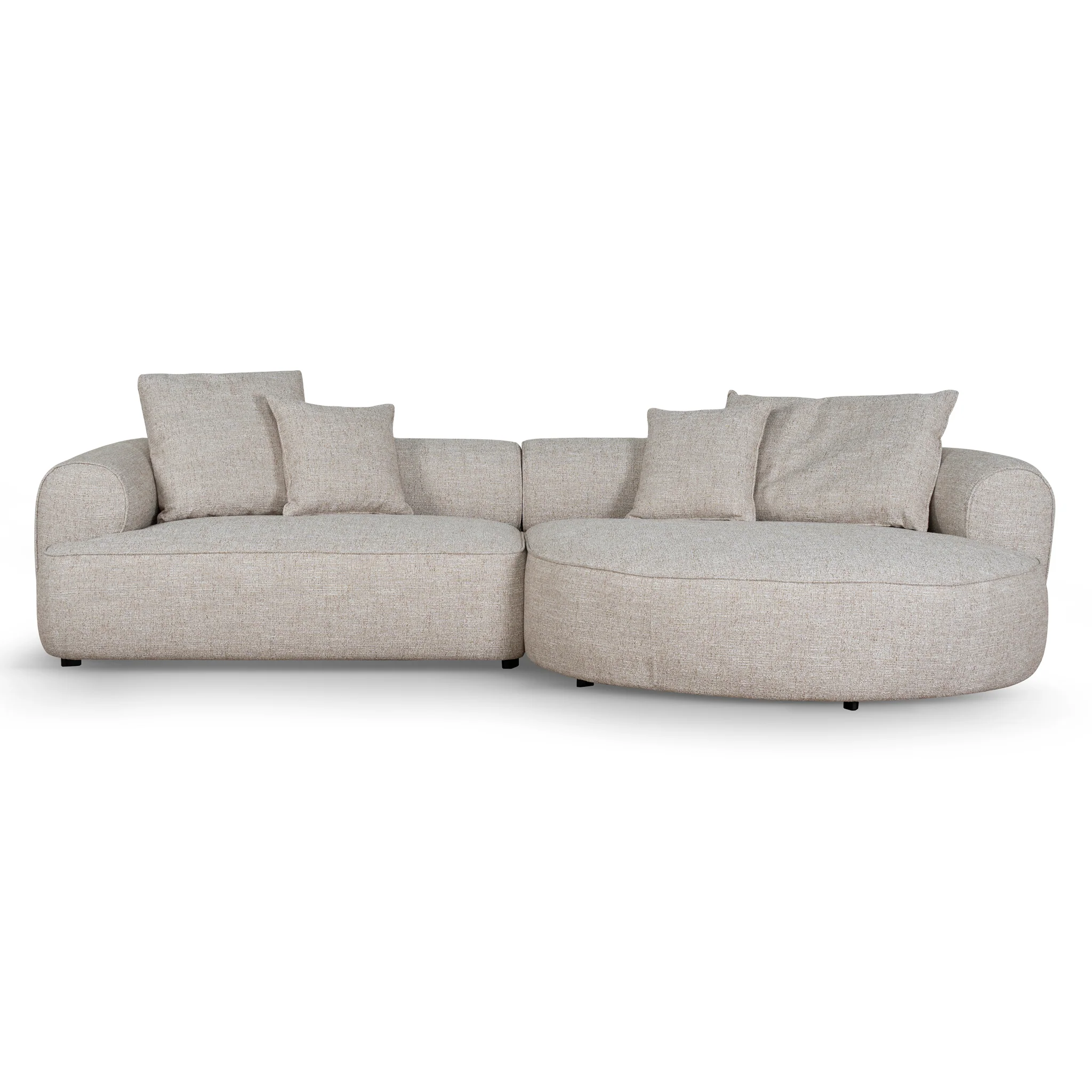 Carina Right Chaise Sofa - Pale Beige - Image 4