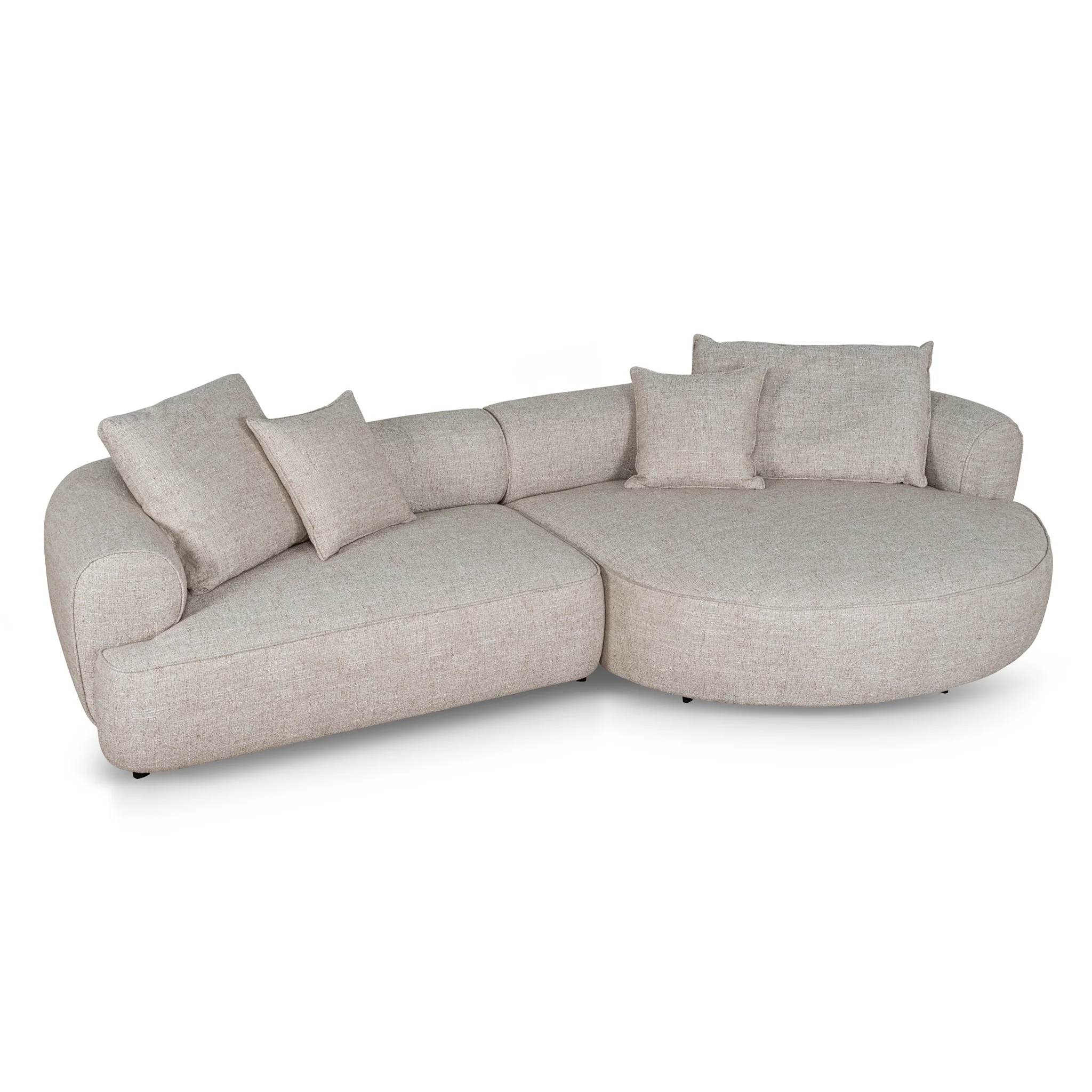 Carina Right Chaise Sofa - Pale Beige - Image 6