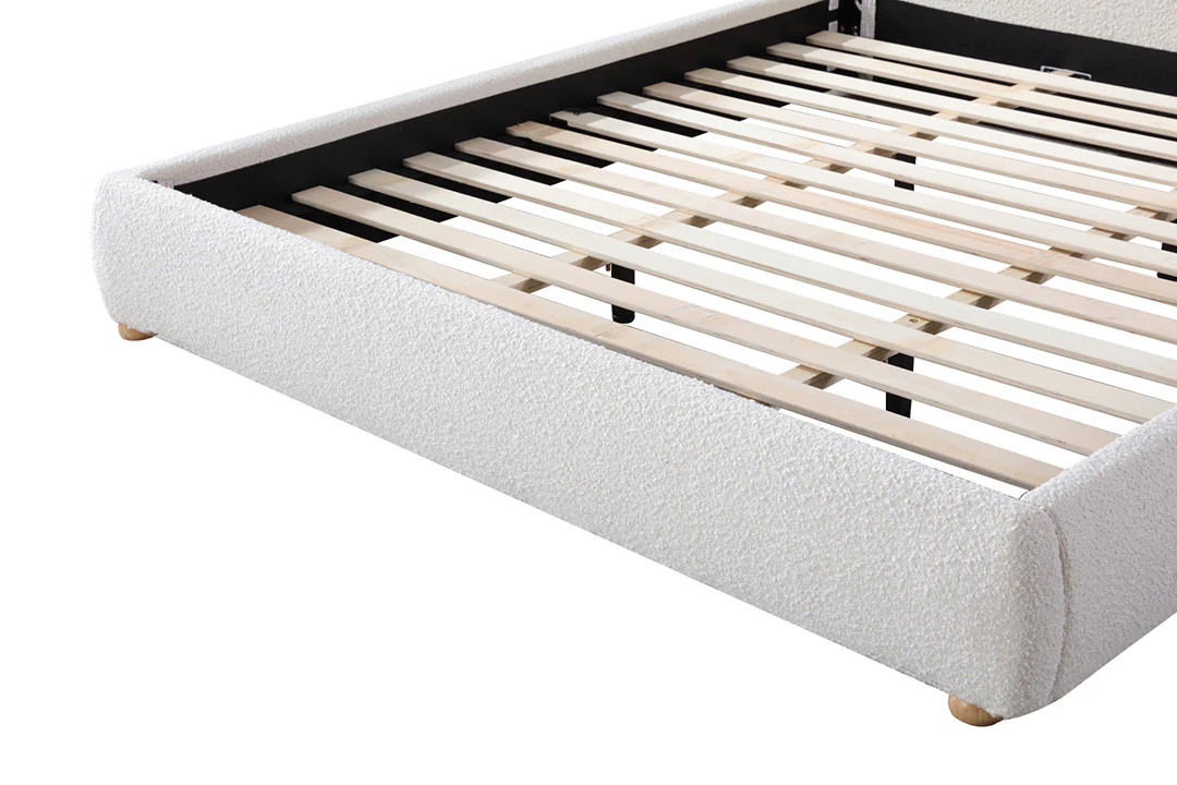 Diaz King Bed Frame - Cream White - Image 7