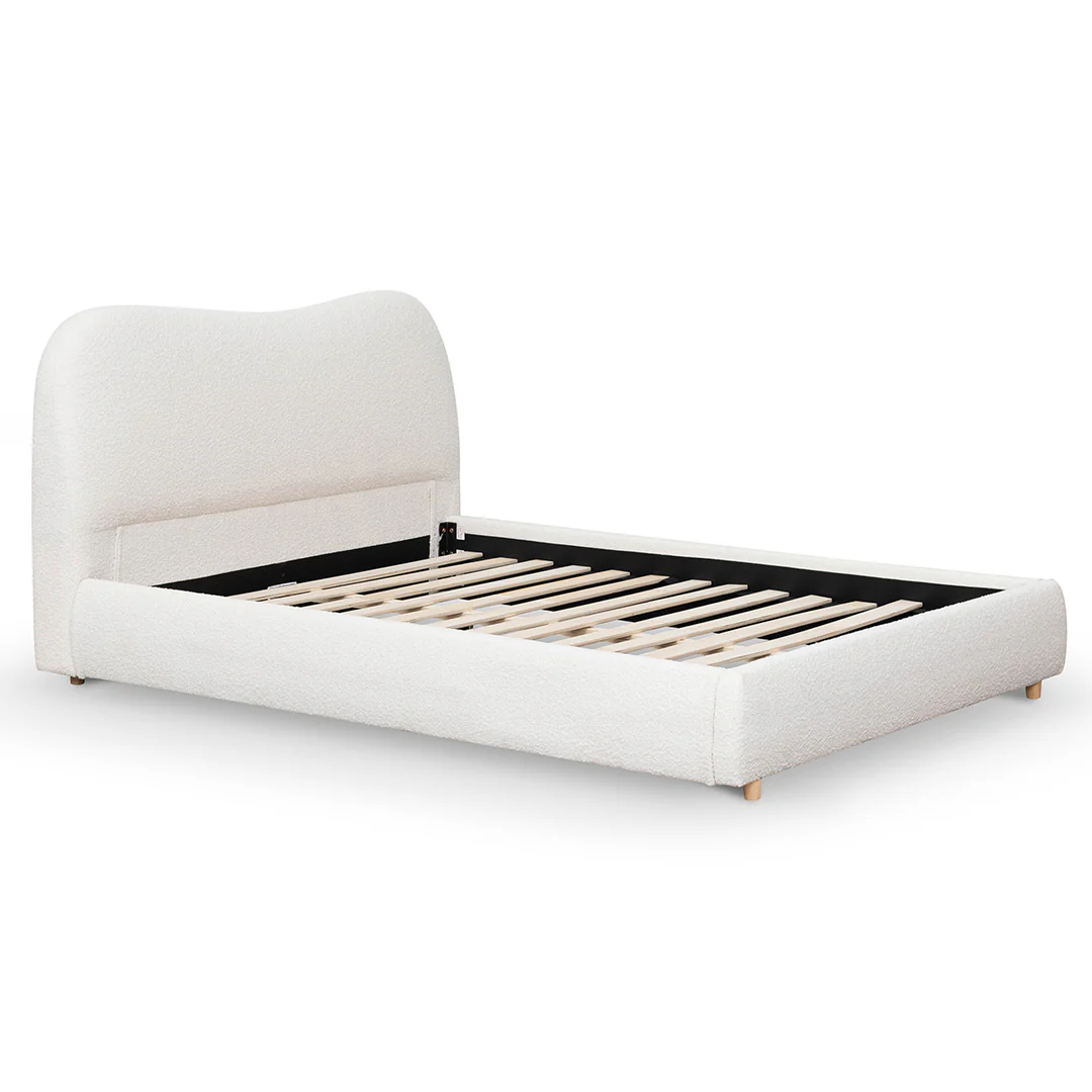 Diaz Queen Bed Frame - Cream White - Image 4