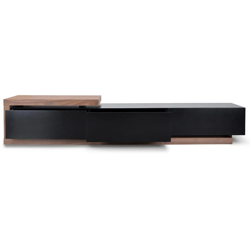 Dwell Extendable TV Entertainment Unit - Walnut - Black matte - Image 3