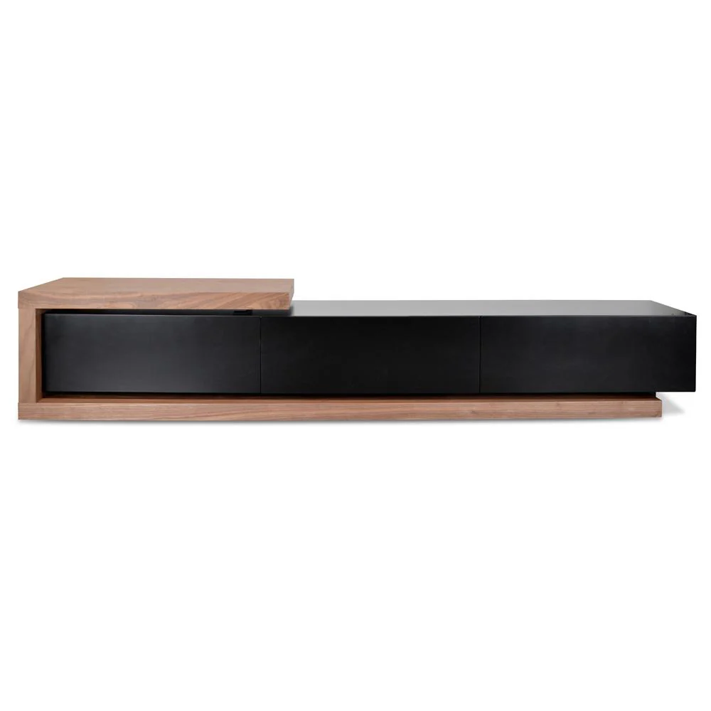 Dwell Extendable TV Entertainment Unit - Walnut - Black matte - Image 4