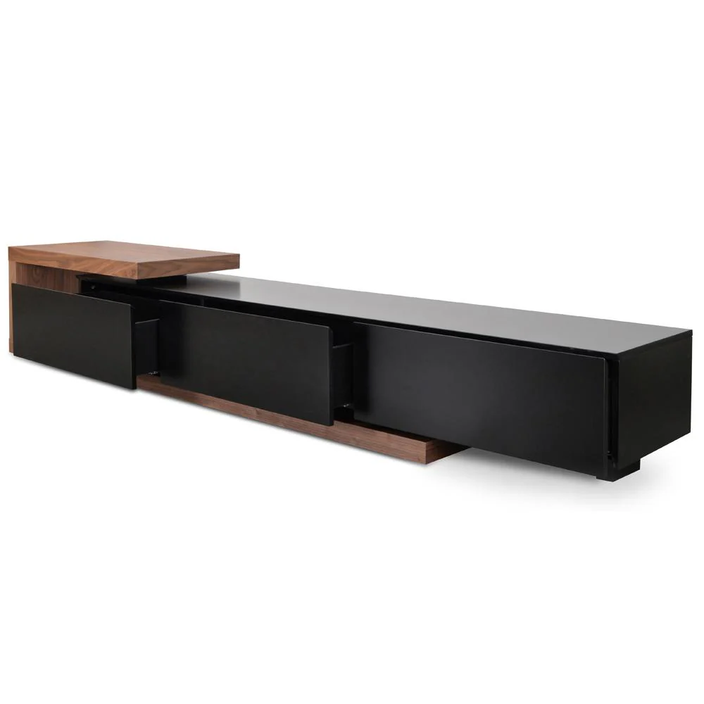 Dwell Extendable TV Entertainment Unit - Walnut - Black matte - Image 6