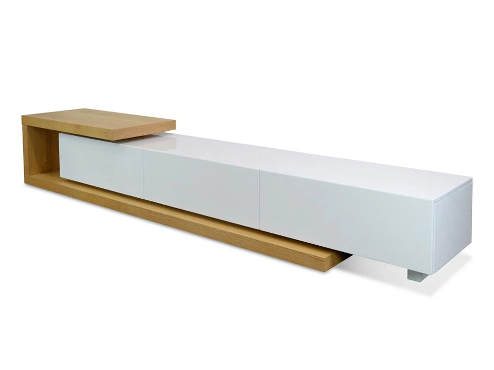 Dwell Extendable TV Entertainment Unit - Natural - White - Image 3