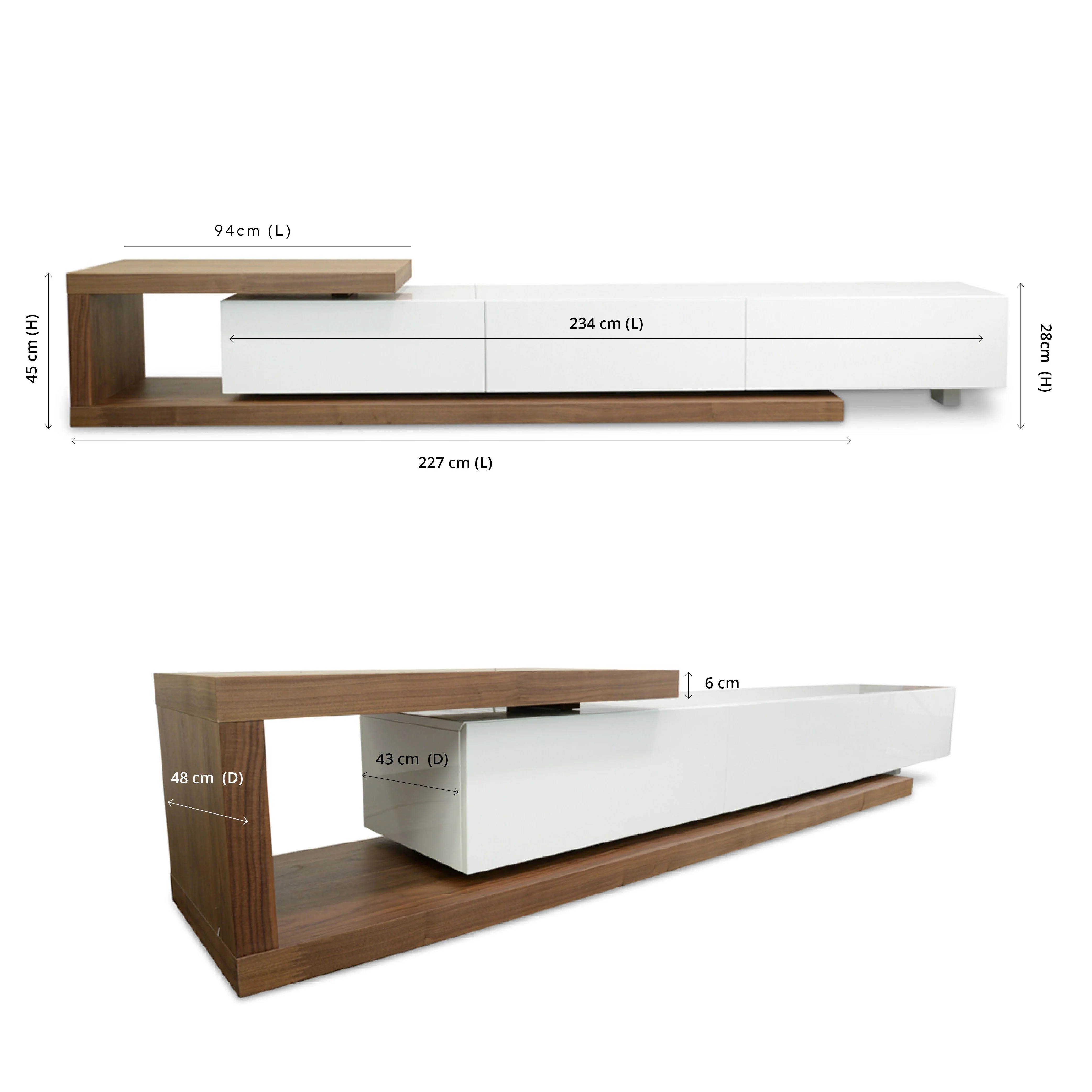 Dwell Extendable TV Entertainment Unit - Walnut - White - Image 4
