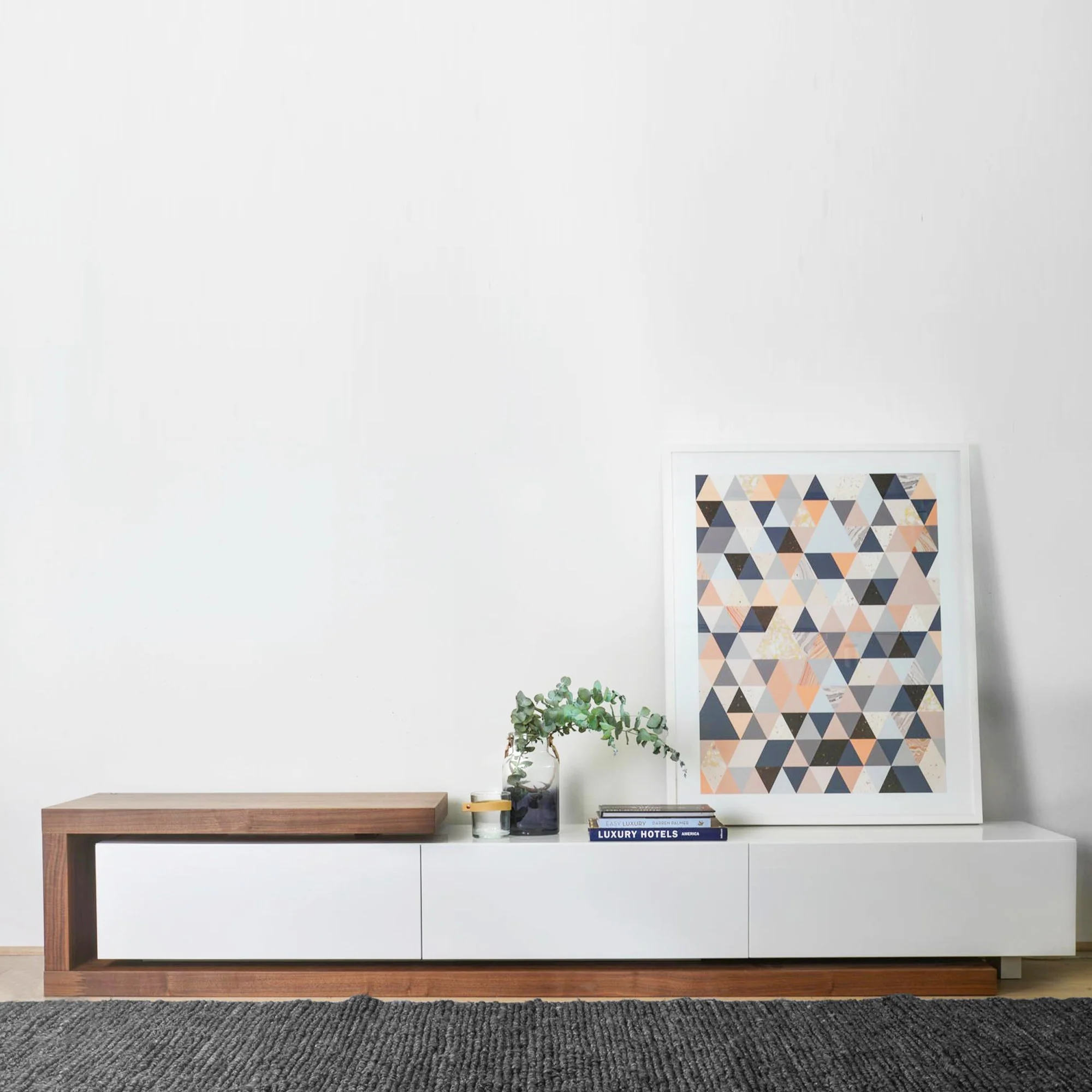 Dwell Extendable TV Entertainment Unit - Walnut - White - Image 5