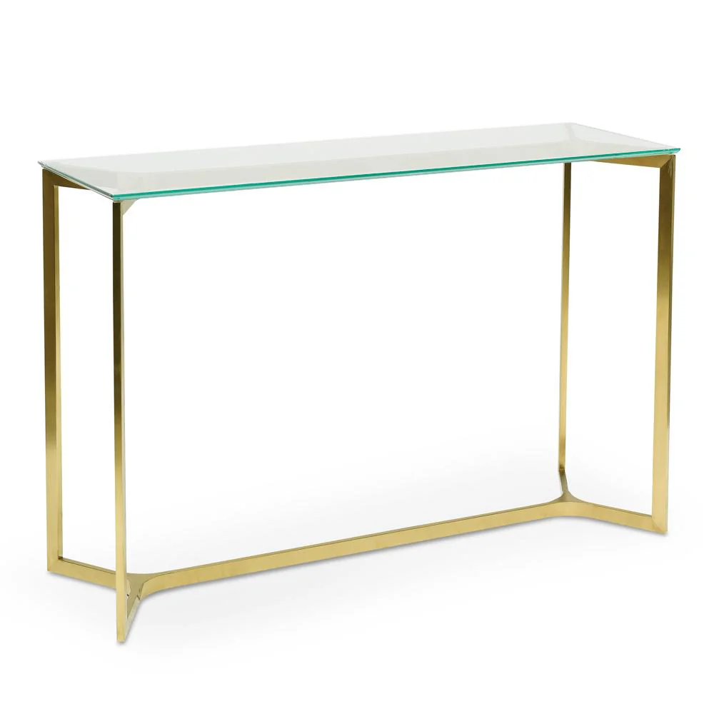 Cannon 1.2m Glass Console Table - Gold Base - Image 3