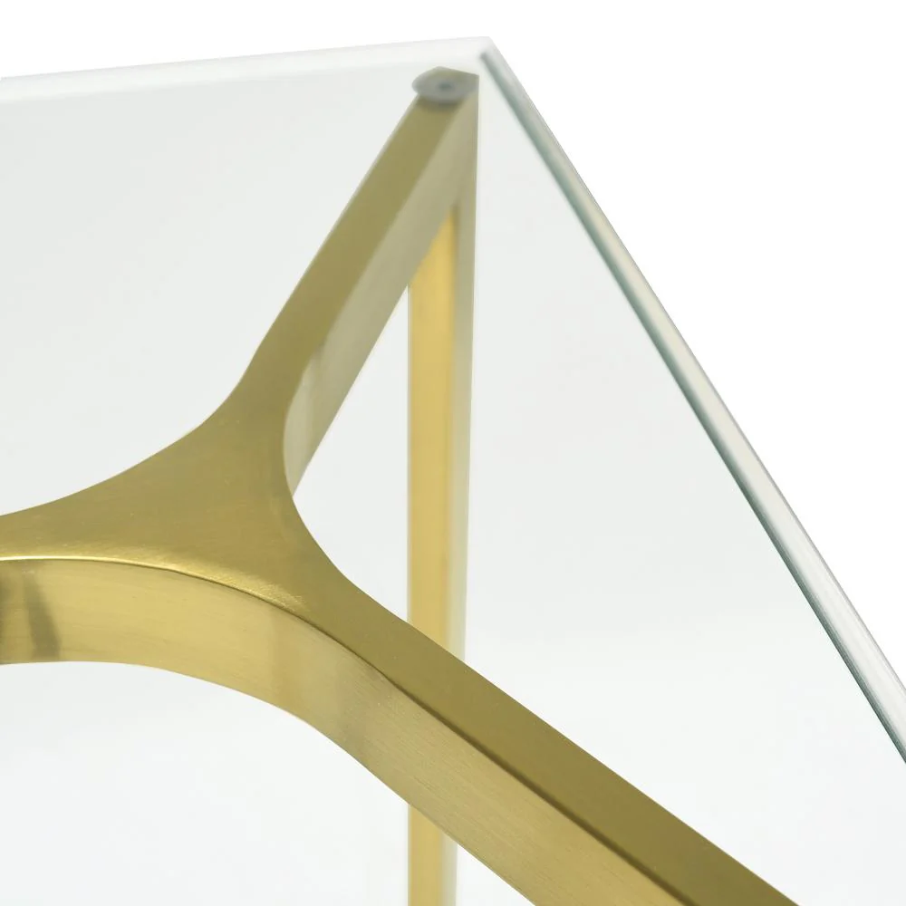 Cannon 1.2m Glass Console Table - Gold Base - Image 6