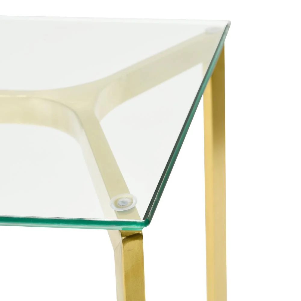 Cannon 1.2m Glass Console Table - Gold Base - Image 7