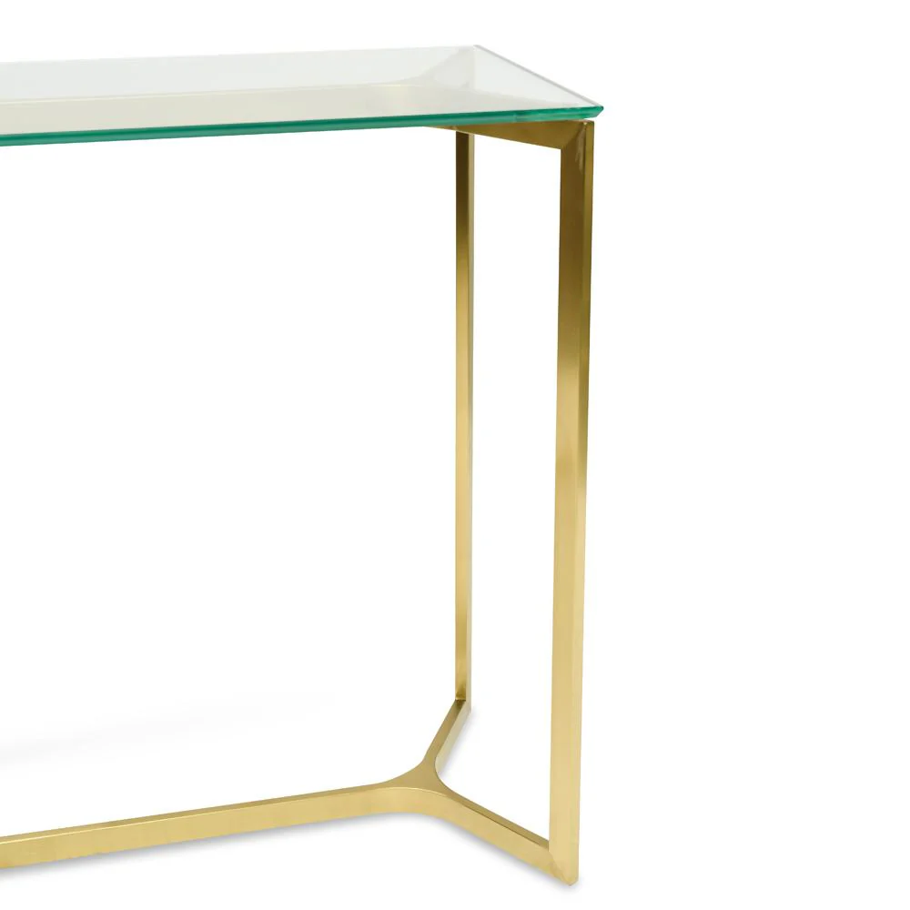 Cannon 1.2m Glass Console Table - Gold Base - Image 8