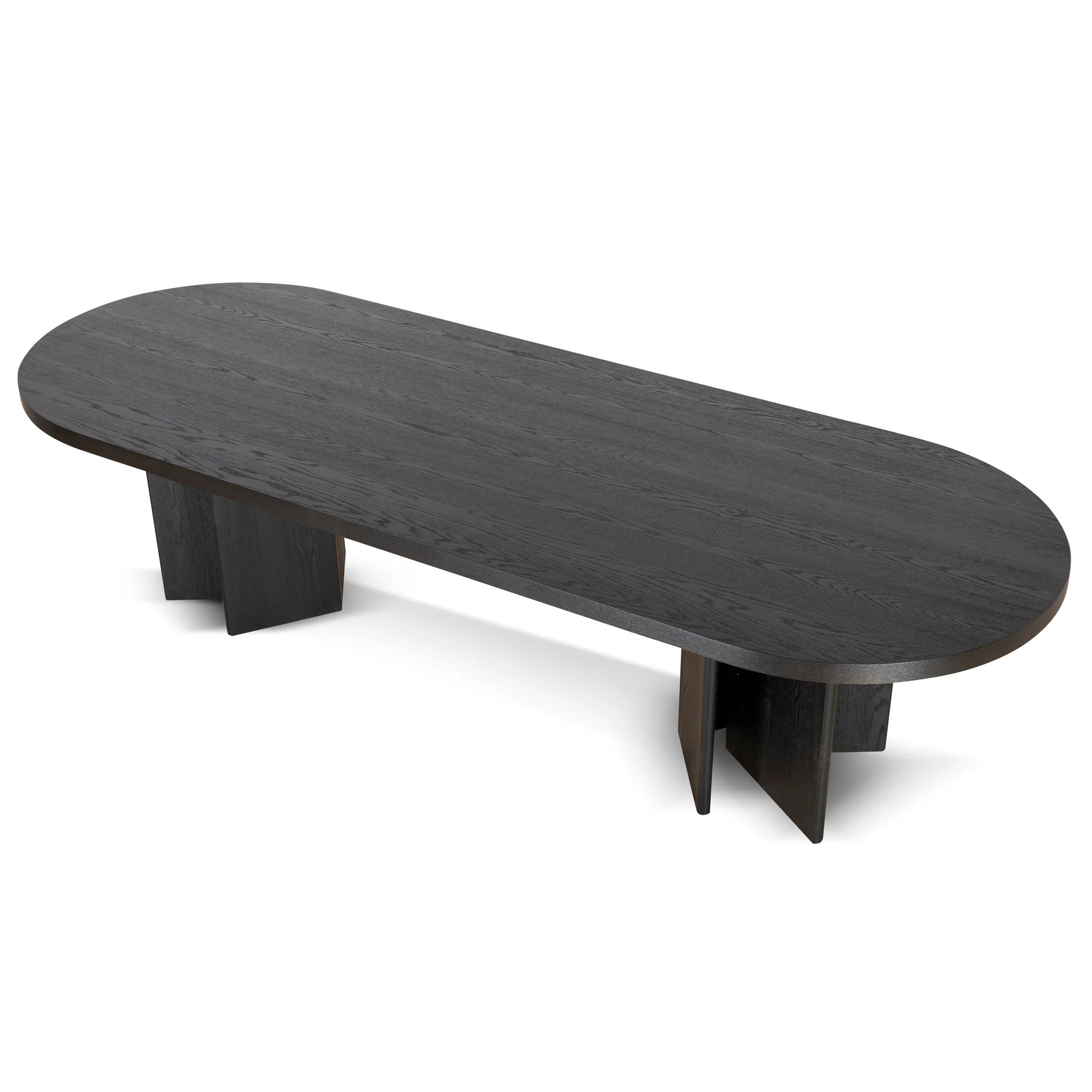 Roshan 3m Pill Shape Dining Table - Textured Espresso Black - Image 3