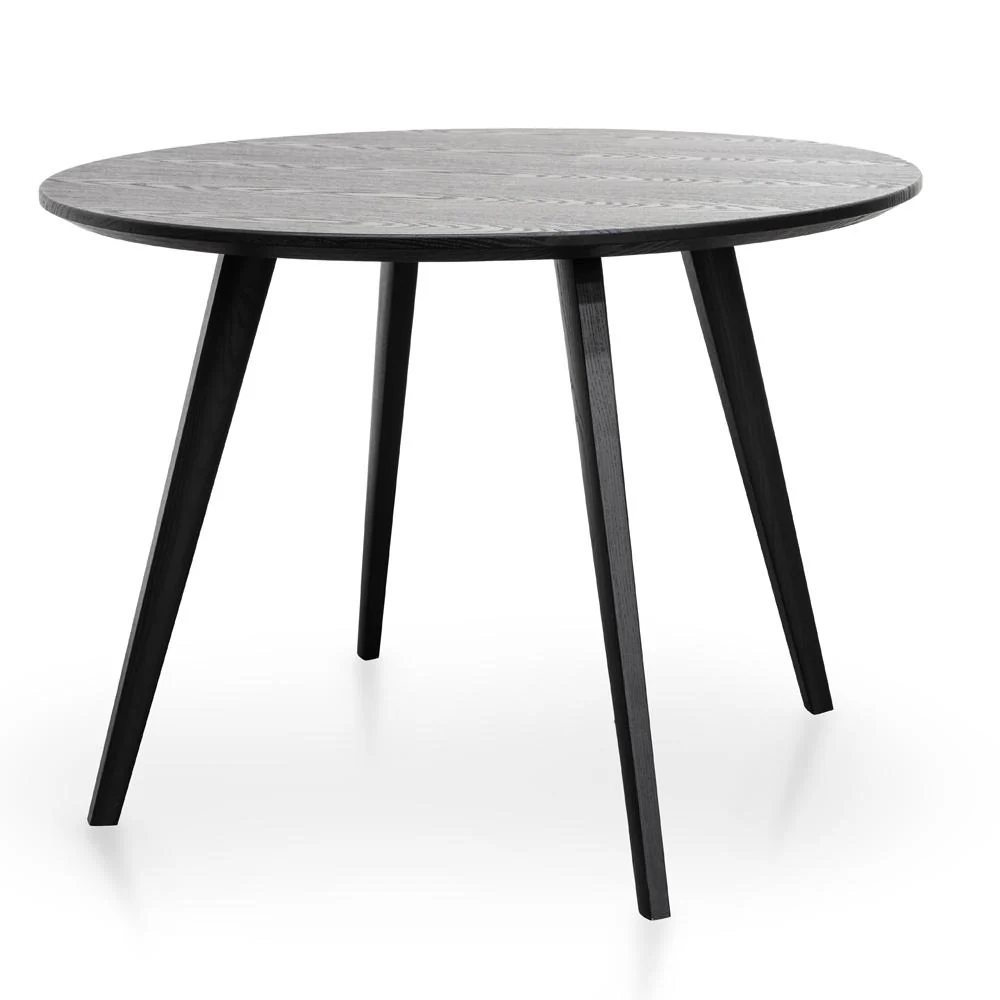 Halo 100cm Veneer Top Round Dining Table - Full Black - Image 4