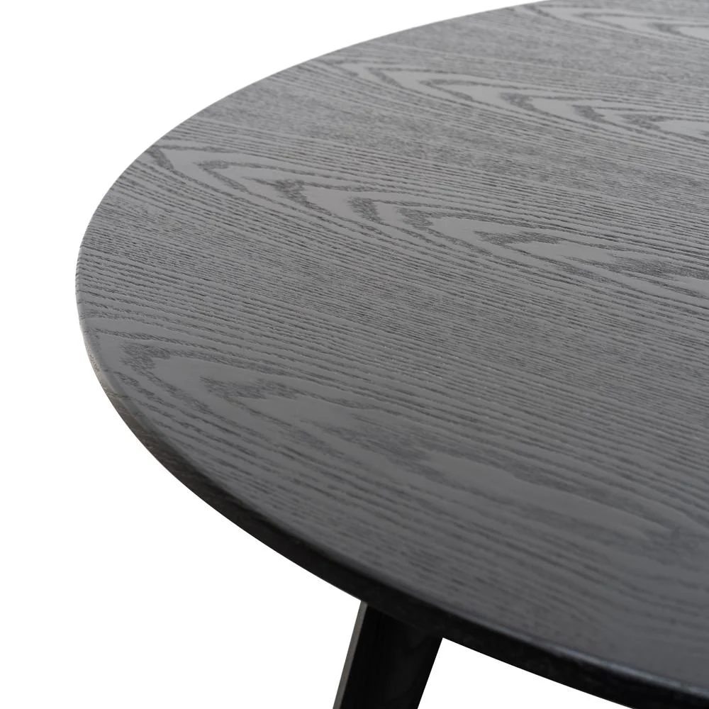 Halo 100cm Veneer Top Round Dining Table - Full Black - Image 5