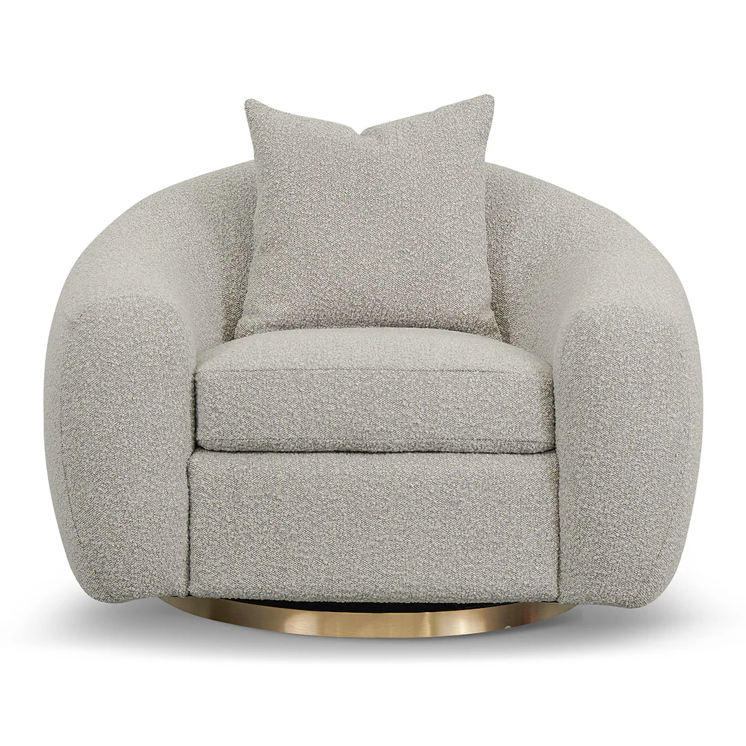 Howard Swivel Armchair - Ash Grey Boucle - Image 5