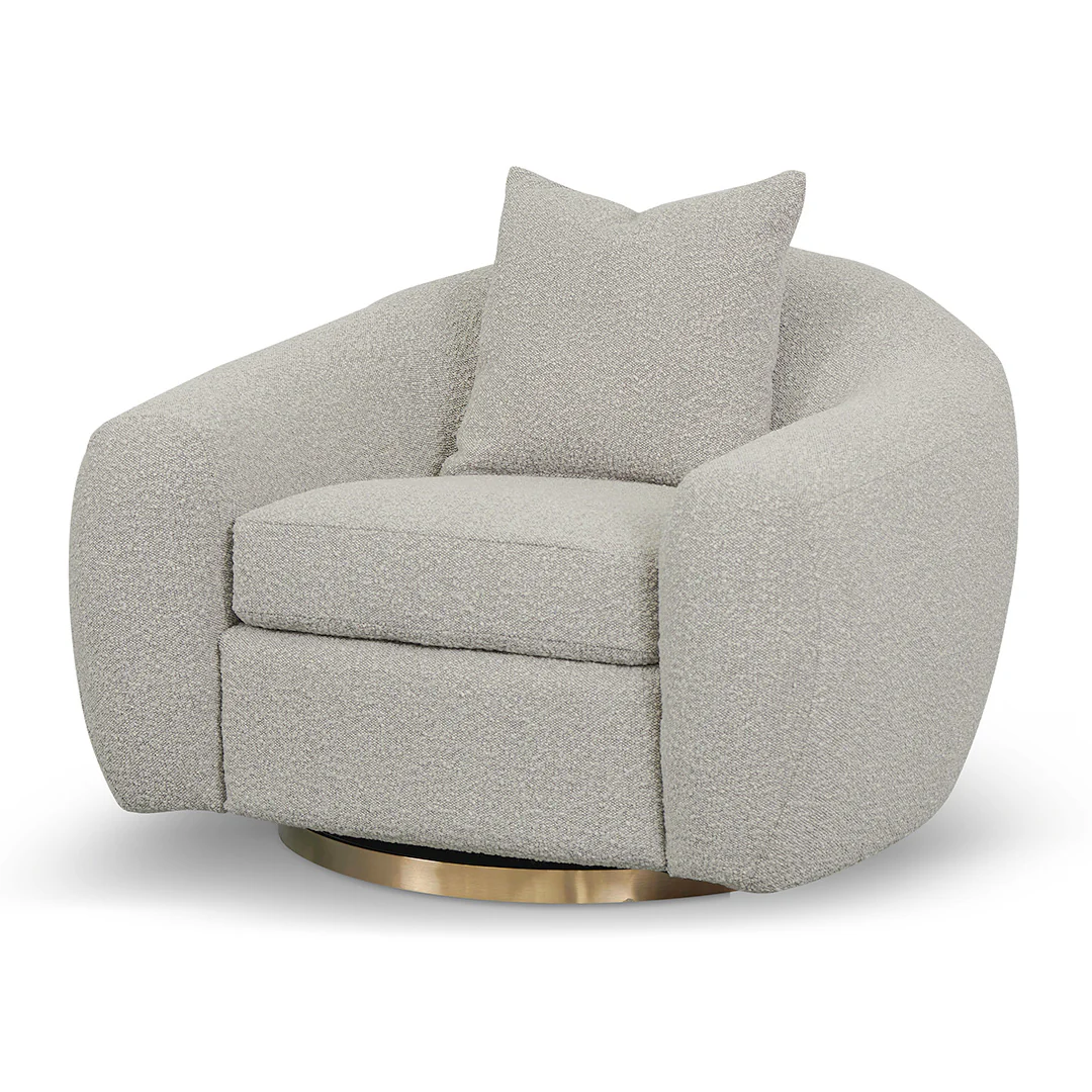 Howard Swivel Armchair - Ash Grey Boucle - Image 6