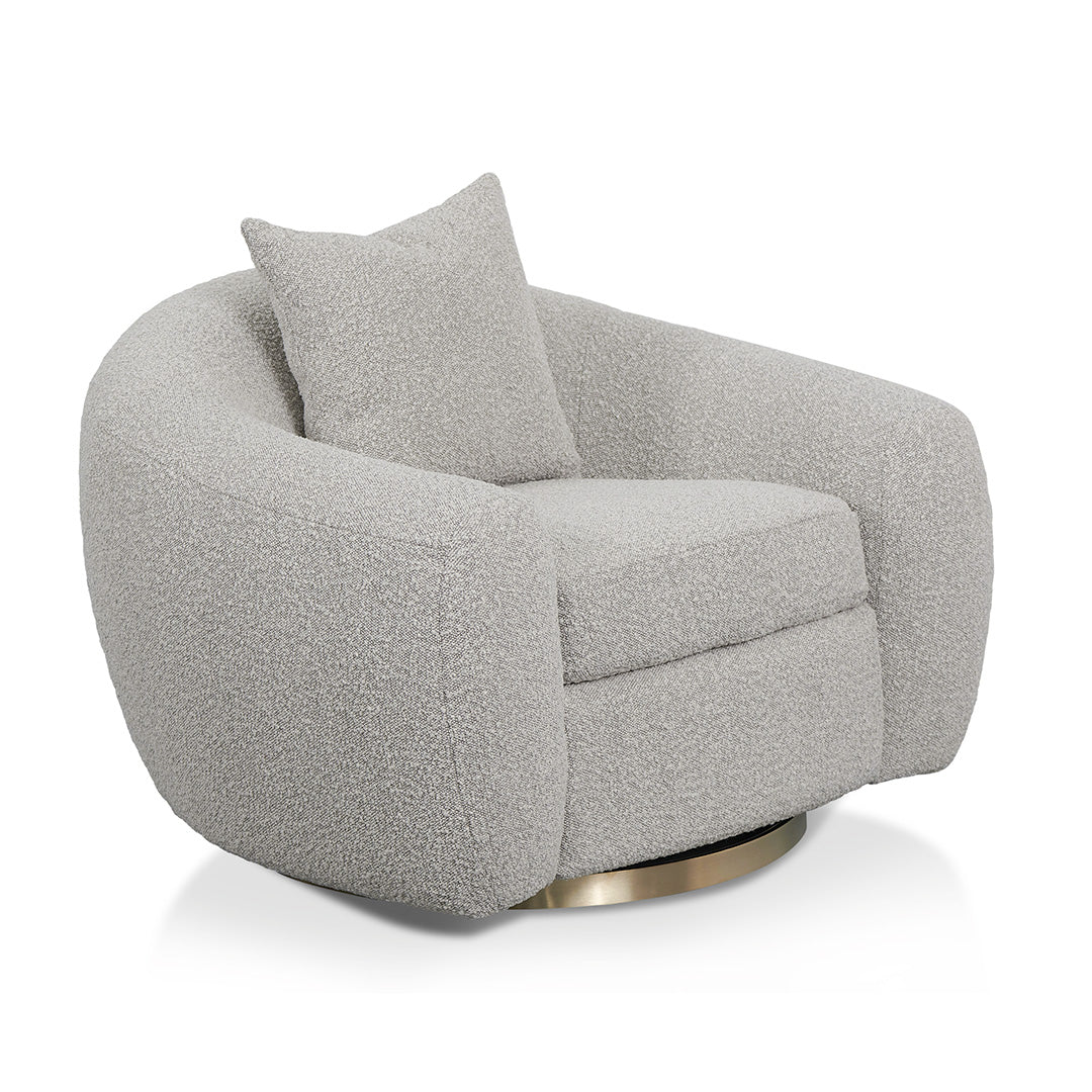 Howard Swivel Armchair - Ash Grey Boucle - Image 9