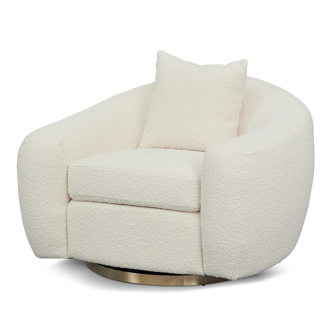 Howard Swivel Armchair - Ivory White Boucle - Image 3