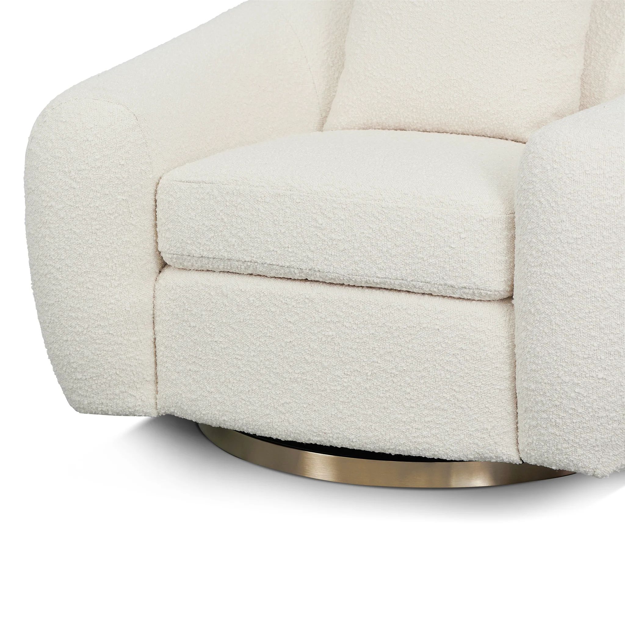Howard Swivel Armchair - Ivory White Boucle - Image 4