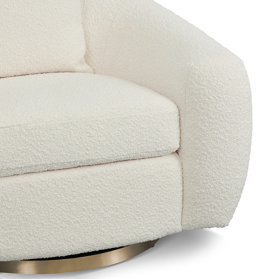 Howard Swivel Armchair - Ivory White Boucle - Image 5