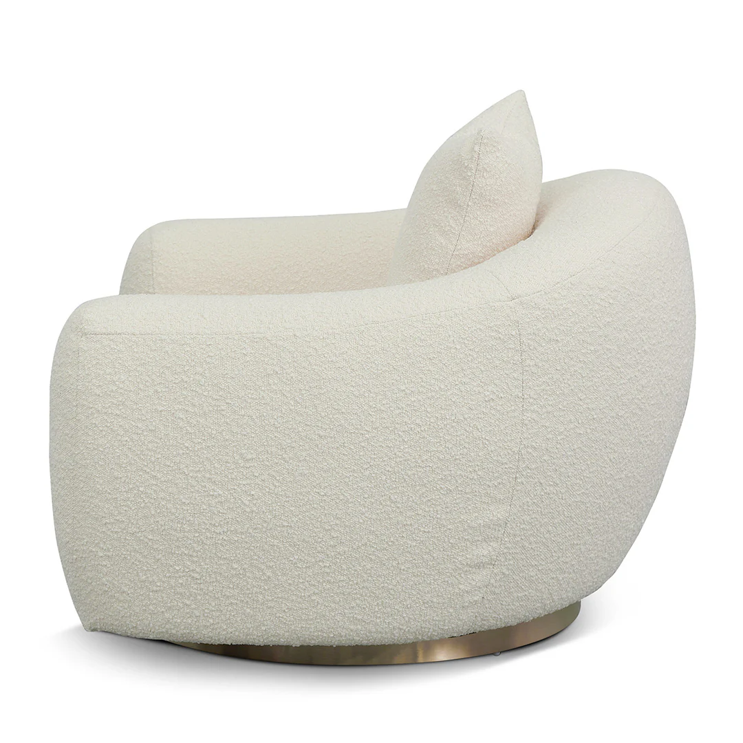 Howard Swivel Armchair - Ivory White Boucle - Image 7