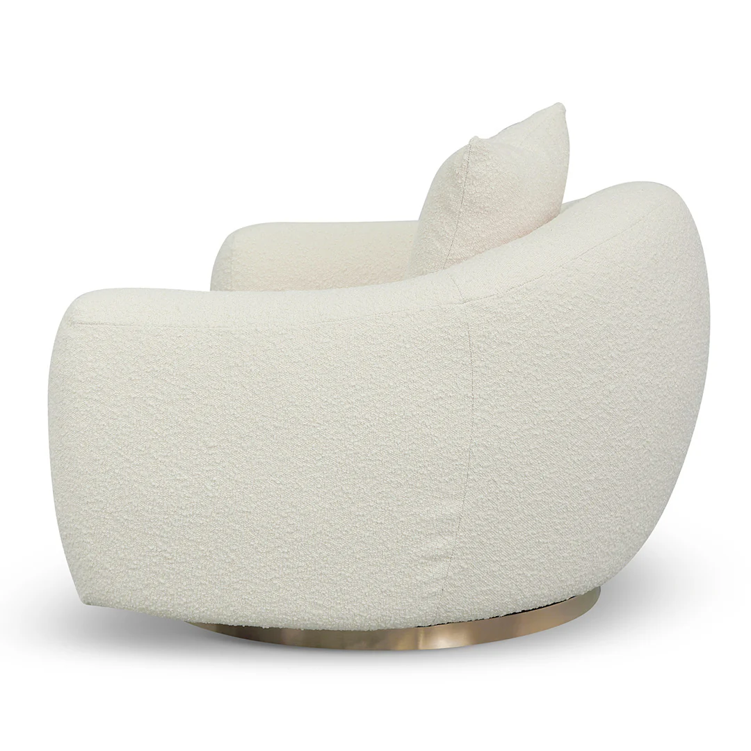 Howard Swivel Armchair - Ivory White Boucle - Image 8