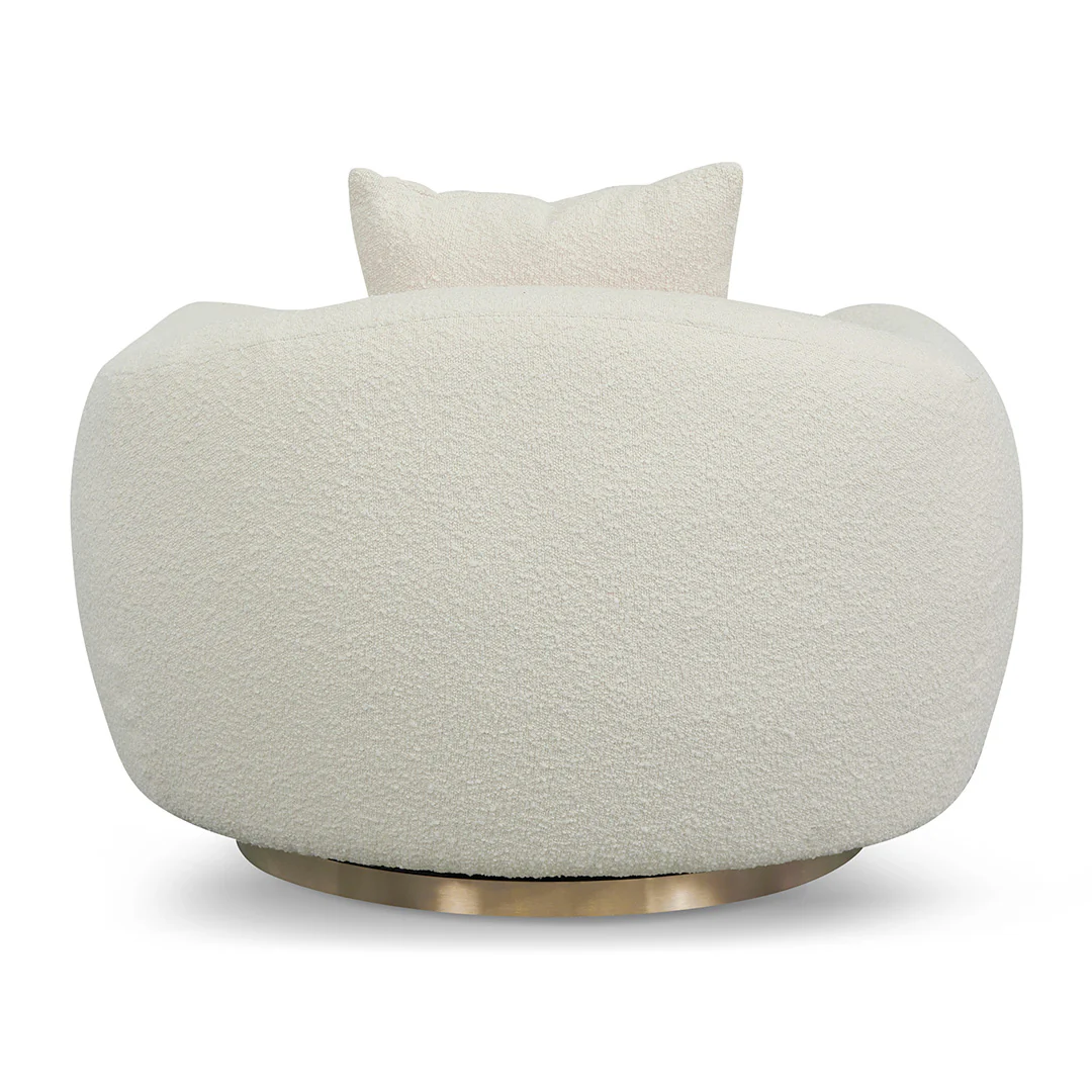 Howard Swivel Armchair - Ivory White Boucle - Image 9