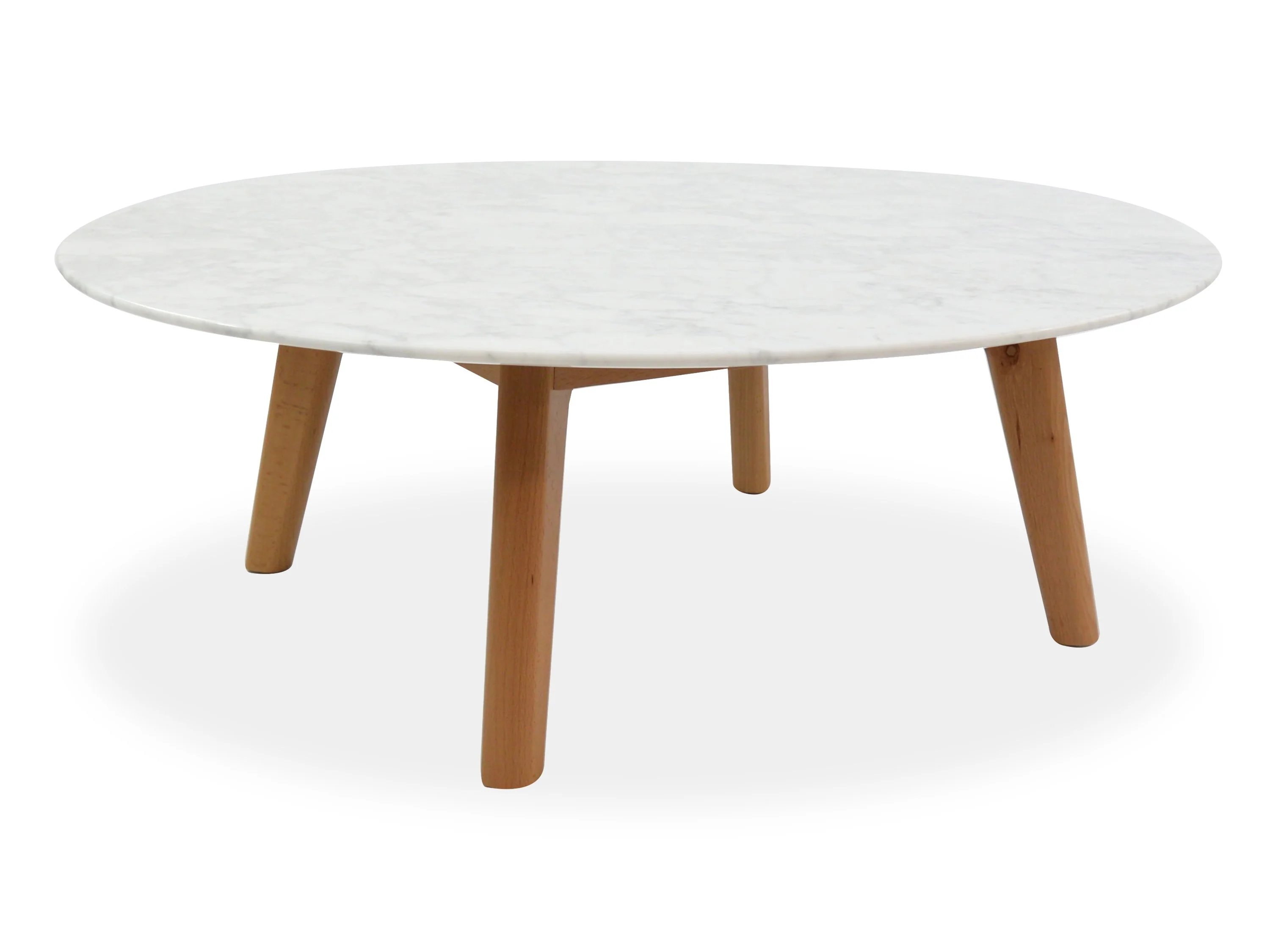 Hunter 100cm Round Marble Coffee Table - Natural - Image 3