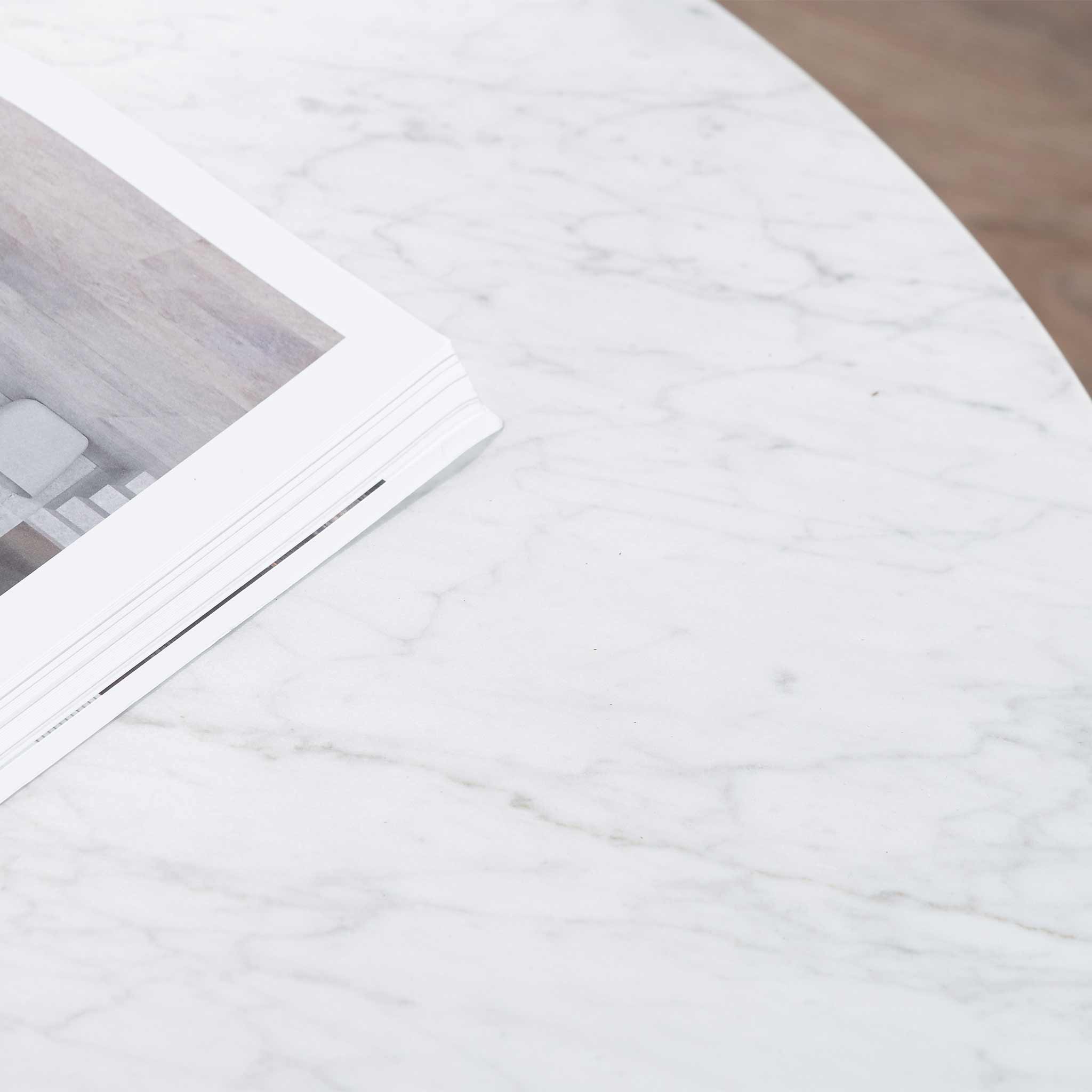 Hunter 100cm Round Marble Coffee Table with Black Legs - Image 8