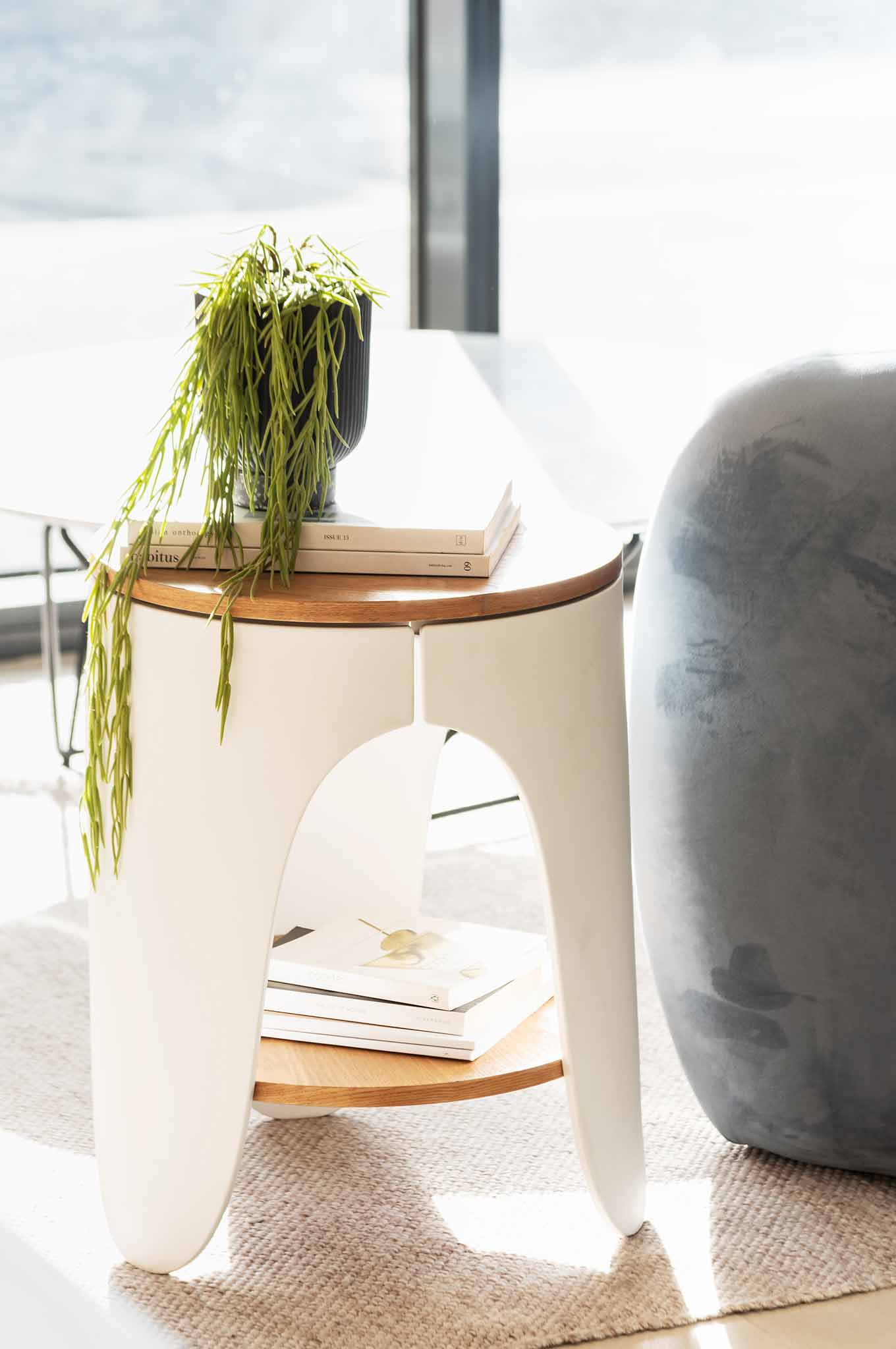 Jackson Round Side Table - Natural and White - Image 3