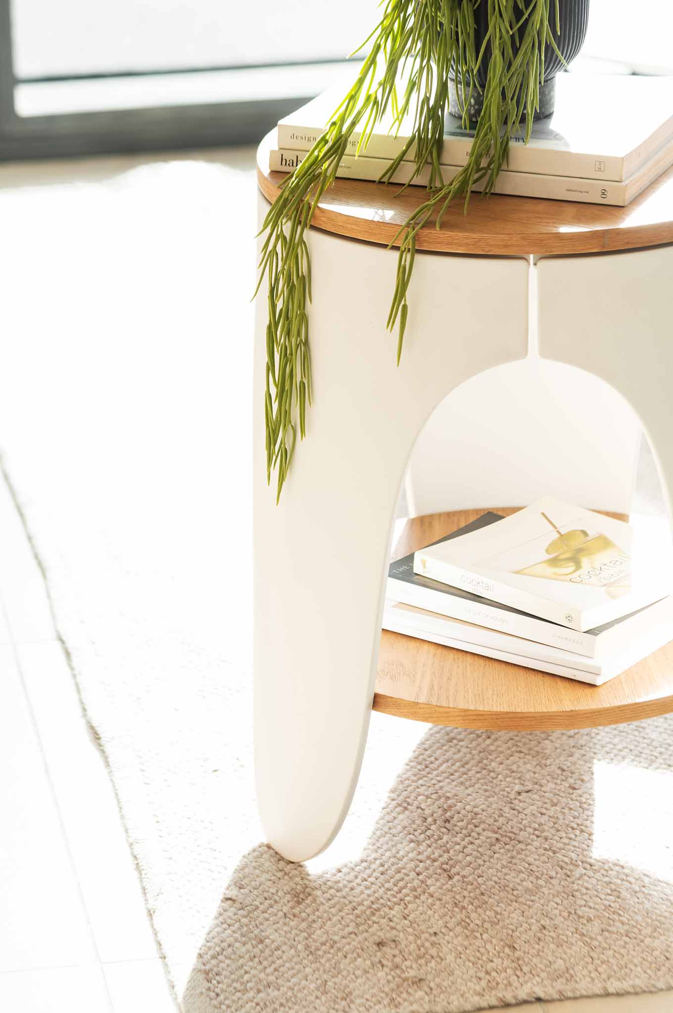 Jackson Round Side Table - Natural and White - Image 4