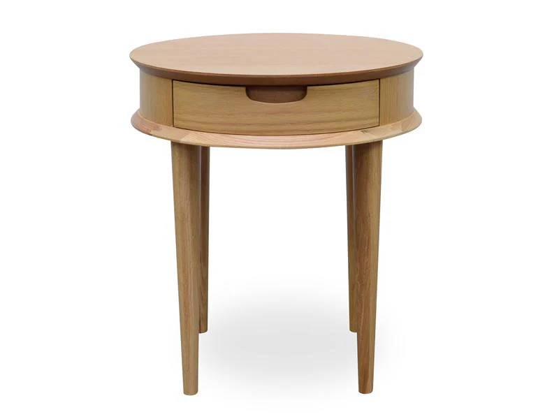Johansen Scandinavian Oak Lamp Side Table with Drawers - Natural - Image 3