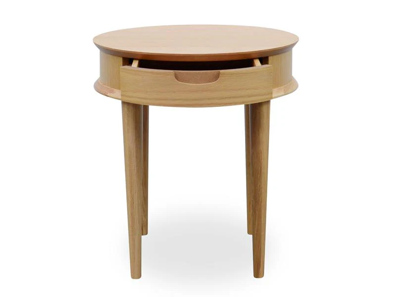 Johansen Scandinavian Oak Lamp Side Table with Drawers - Natural - Image 4