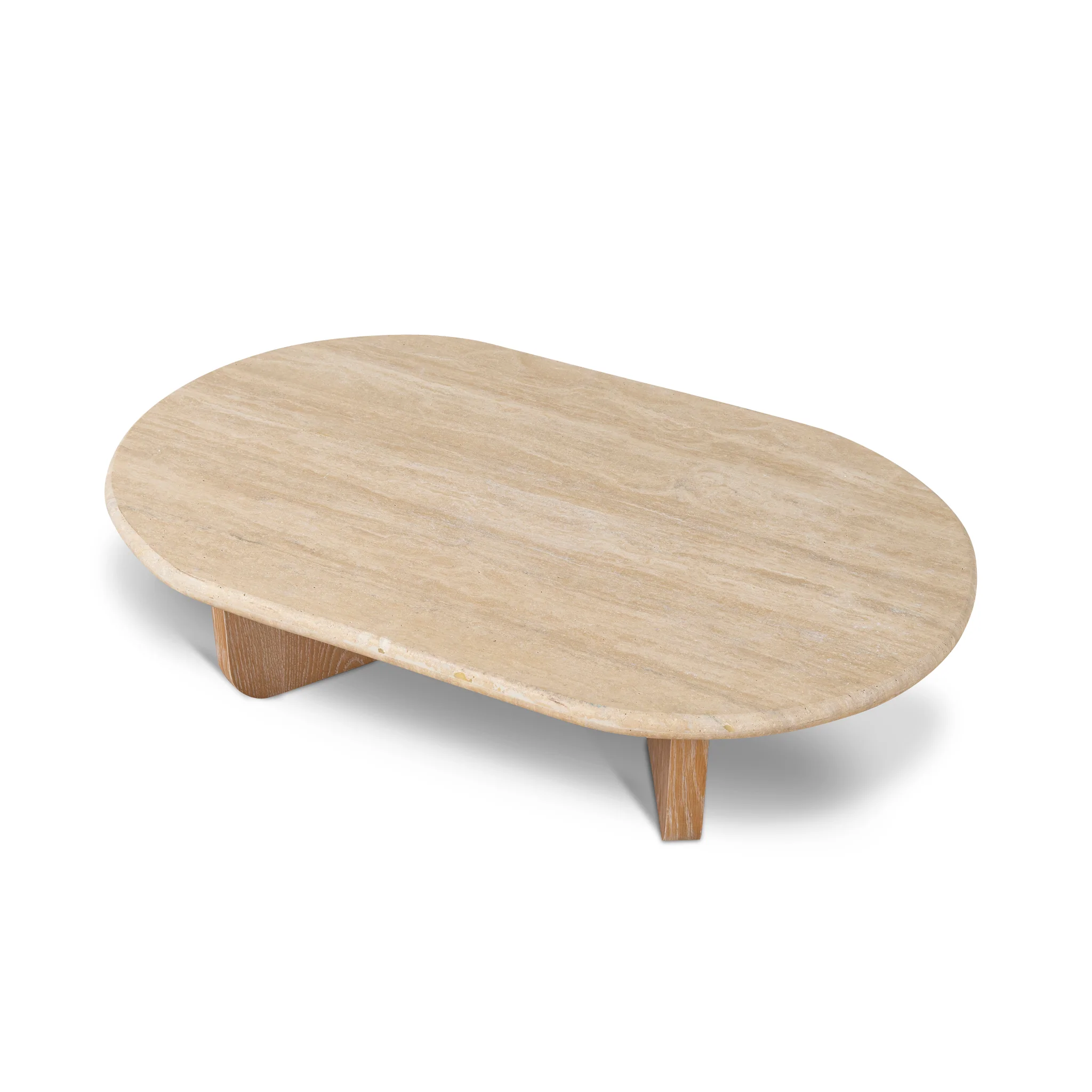 Kalin 1.2m Oval Travertine Coffee Table - Natural - Image 4