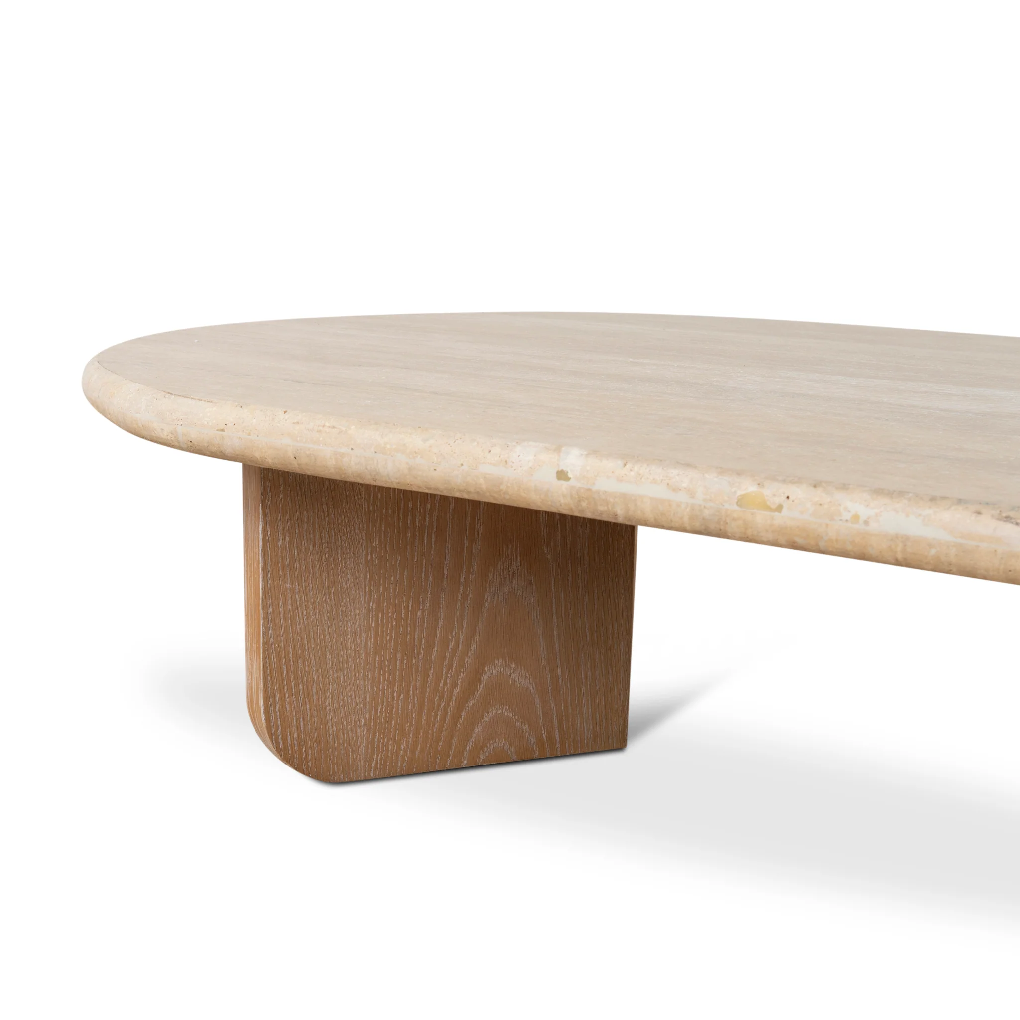 Kalin 1.2m Oval Travertine Coffee Table - Natural - Image 6