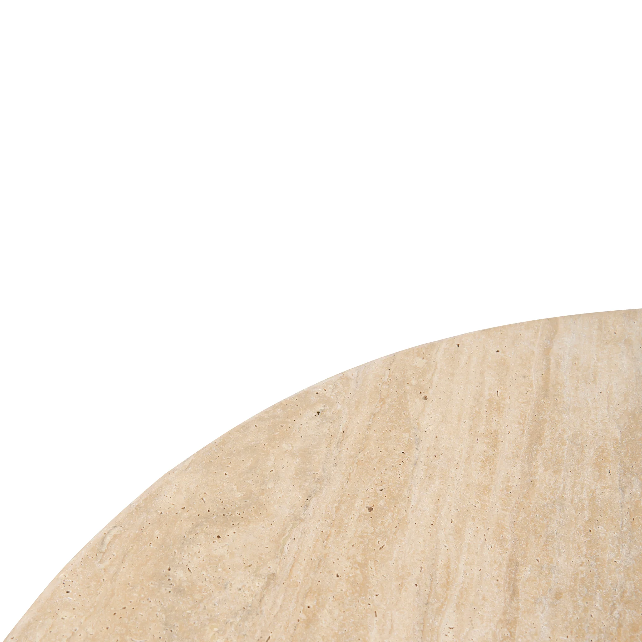 Kalin 90cm Round Travertine Coffee Table - Natural - Image 10