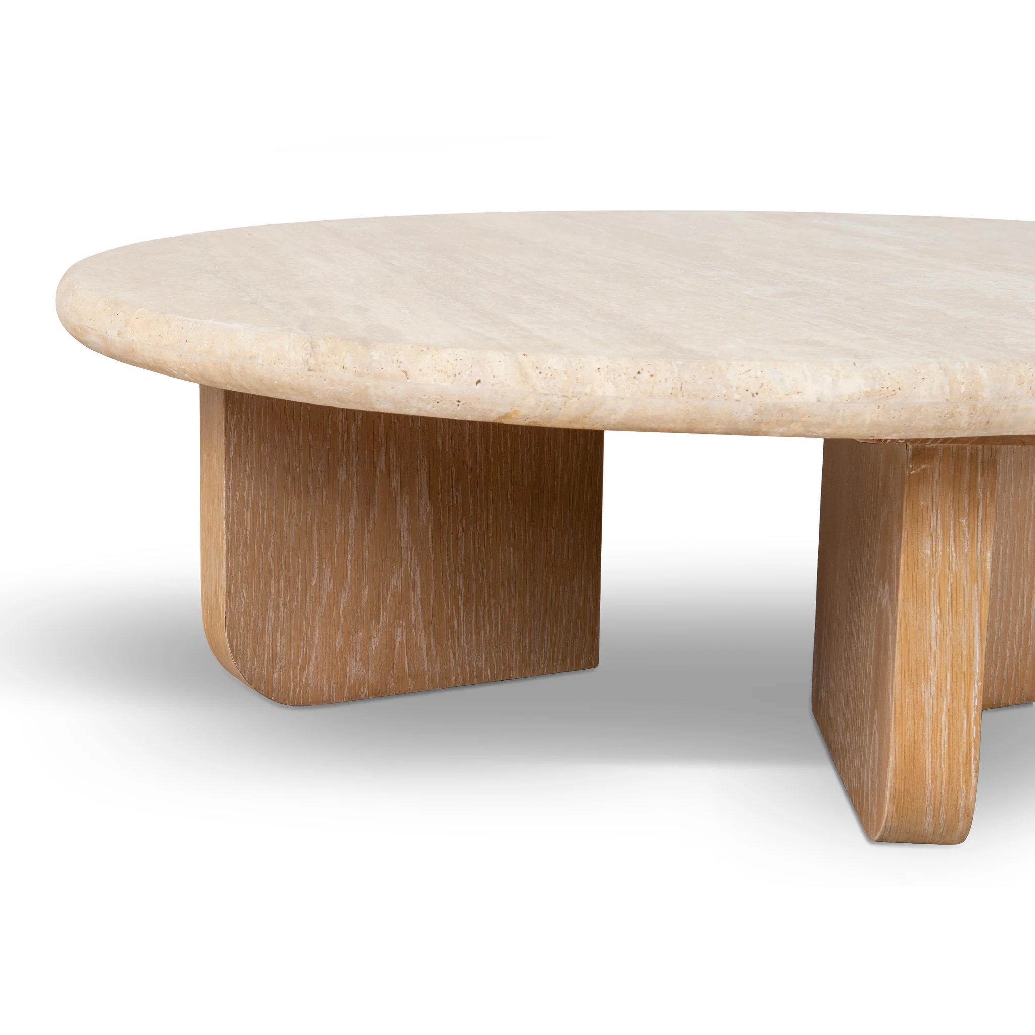 Kalin 90cm Round Travertine Coffee Table - Natural - Image 7