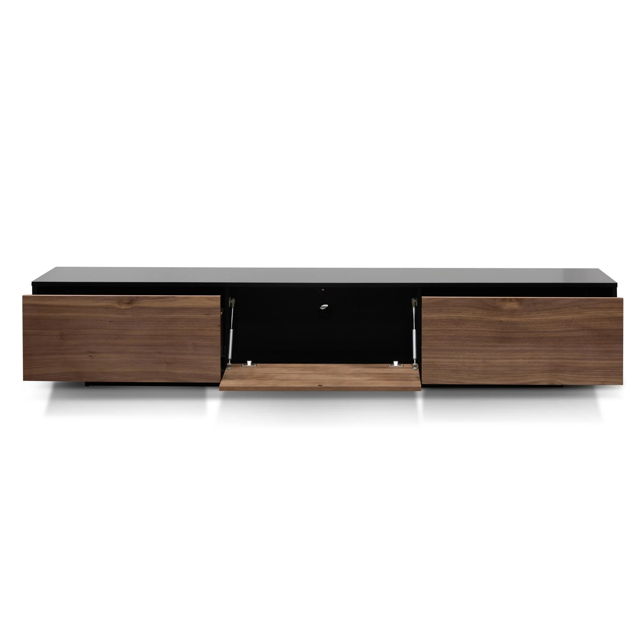 Letty 2.3m Wooden Entertainment Unit - Black with Walnut Drawers - Image 3