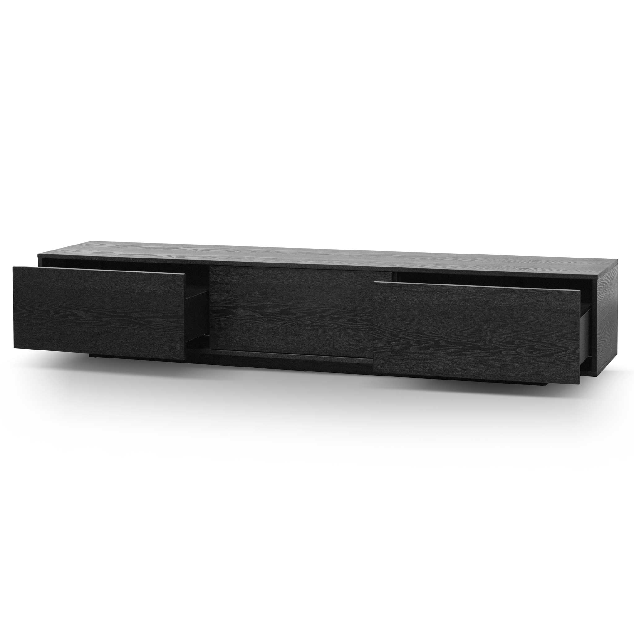 Letty 2.3m Wooden Entertainment Unit - Full Black - Image 3