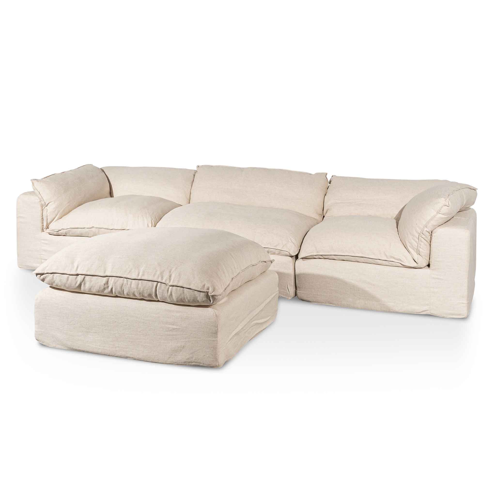 Lucian Fabric Corner Sofa - Linen Sand - Image 5