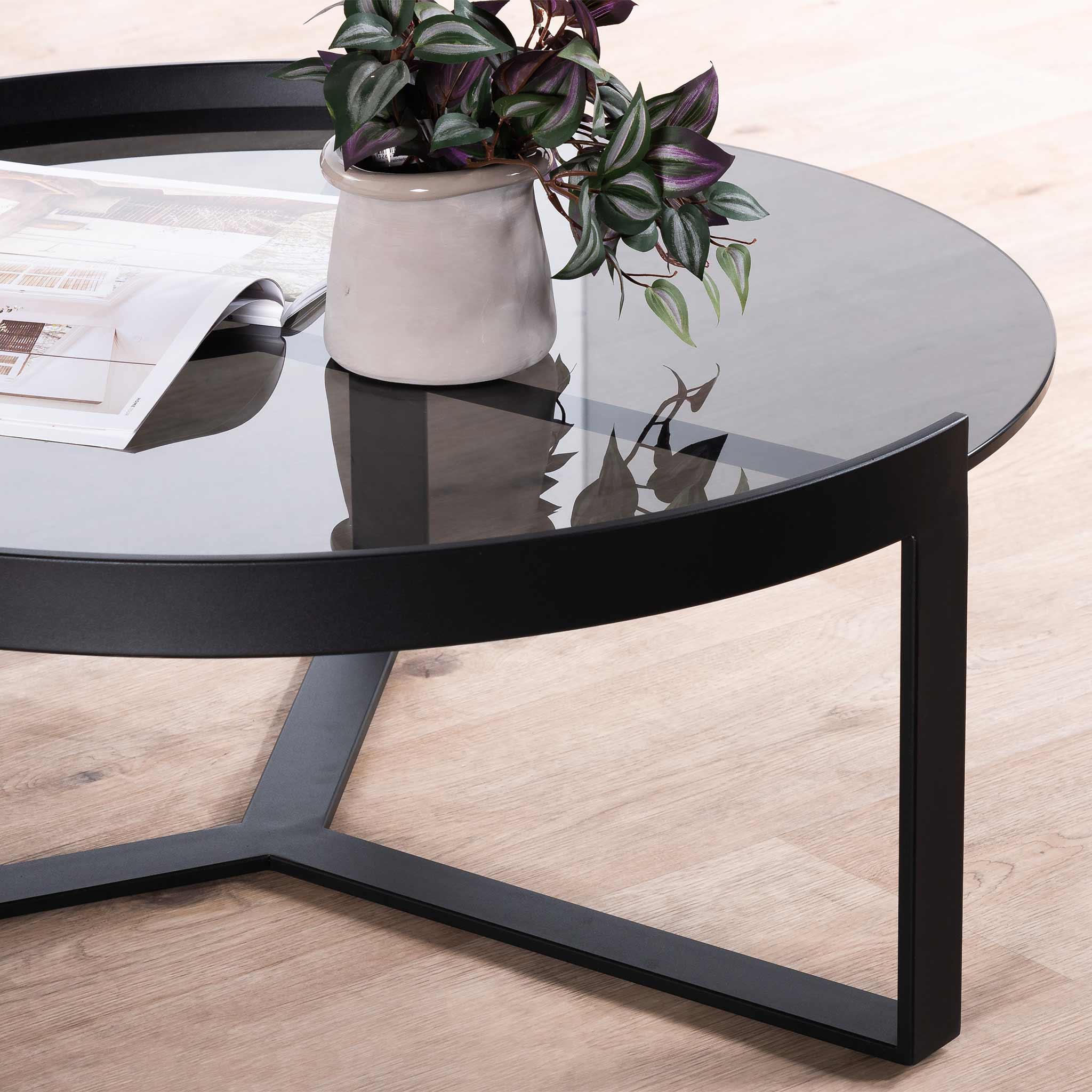 Marcel 90cm Glass Round Coffee Table - Large - Image 3